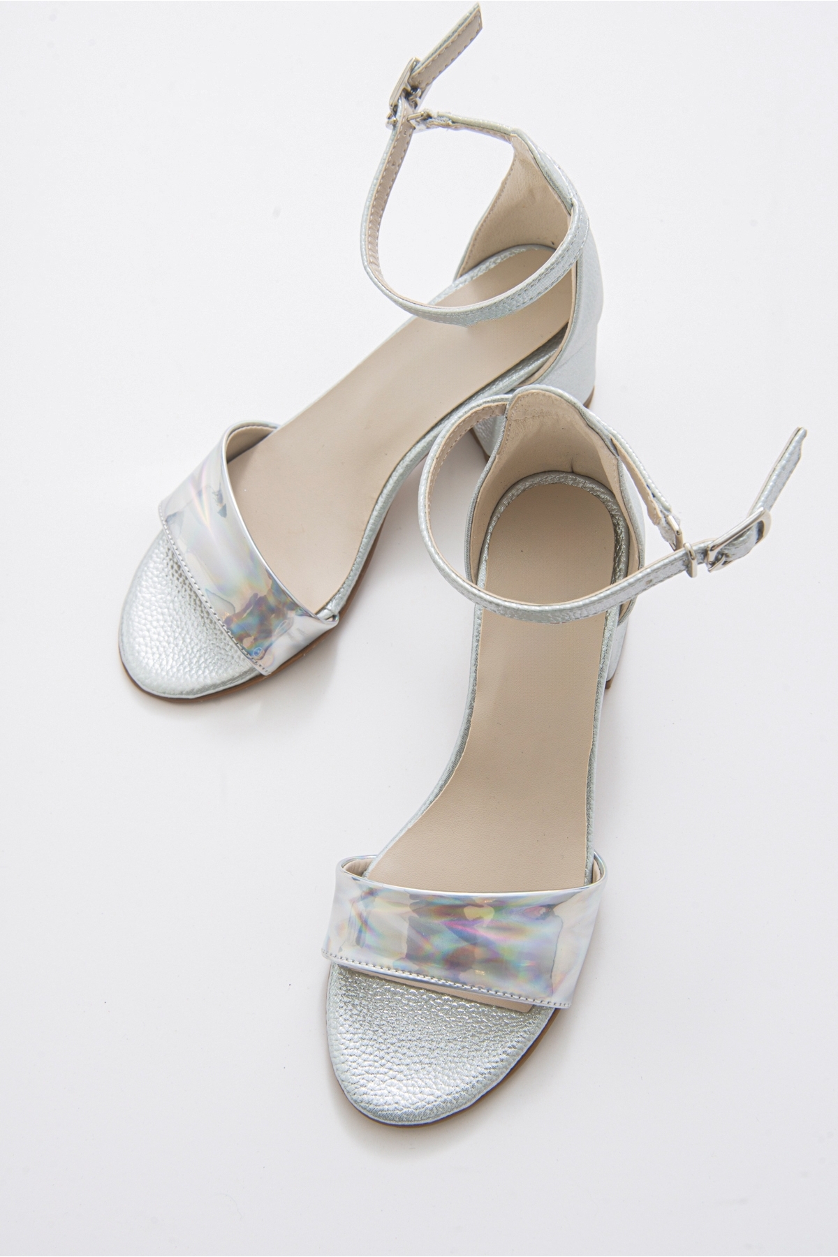 Kız Çocuk Gümüş Topuklu Abiye Ayakkabı - Görsel 4