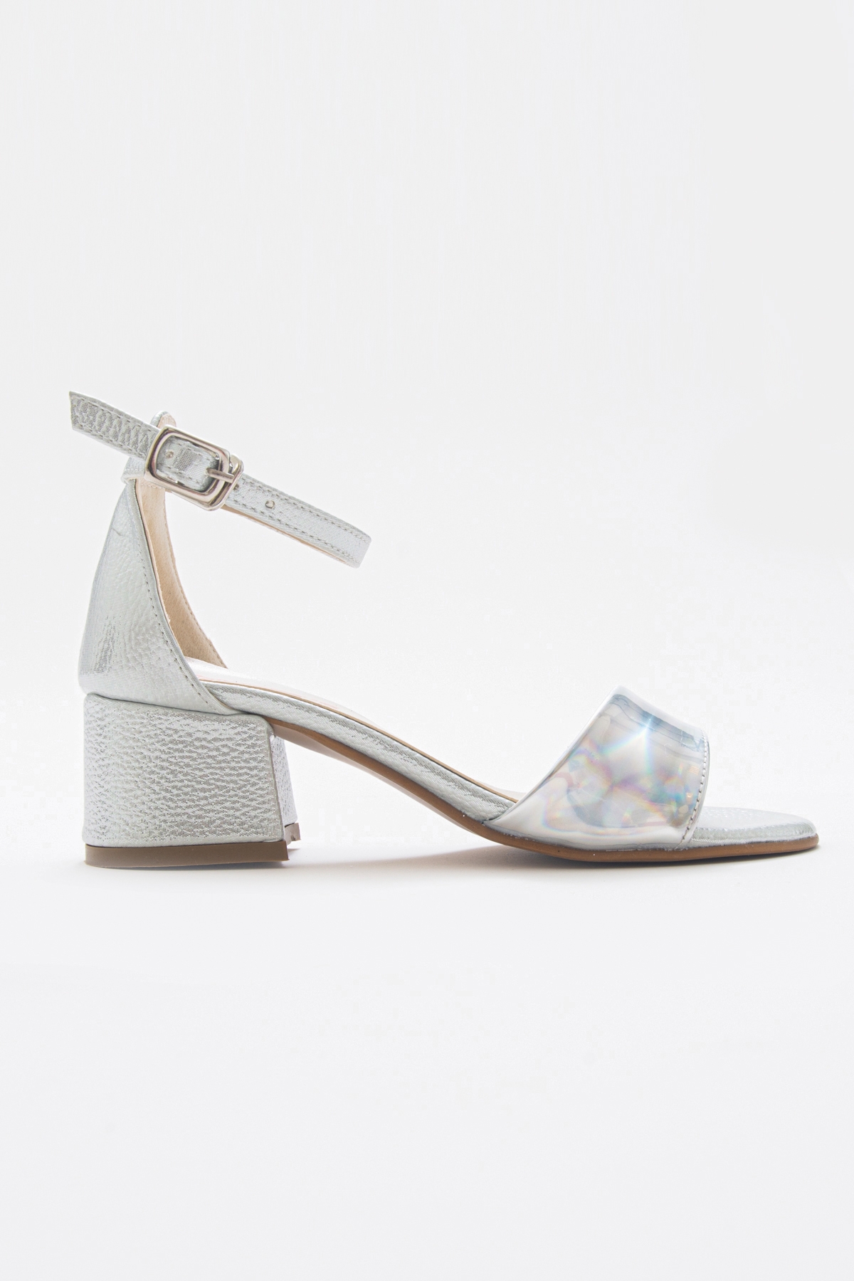 Kız Çocuk Gümüş Topuklu Abiye Ayakkabı - Görsel 6