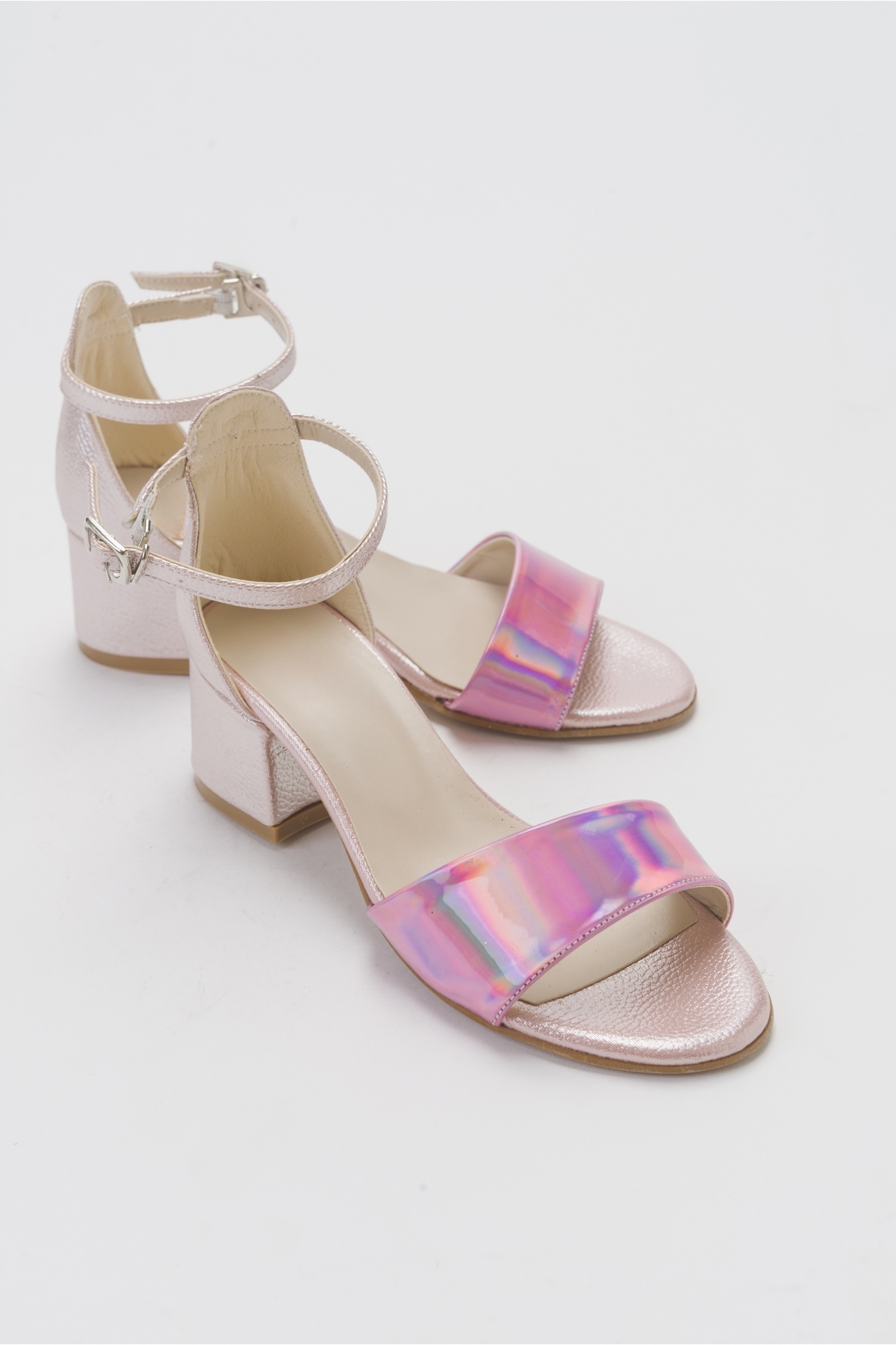 Kız Çocuk Pudra Topuklu Abiye Ayakkabı - Görsel 2