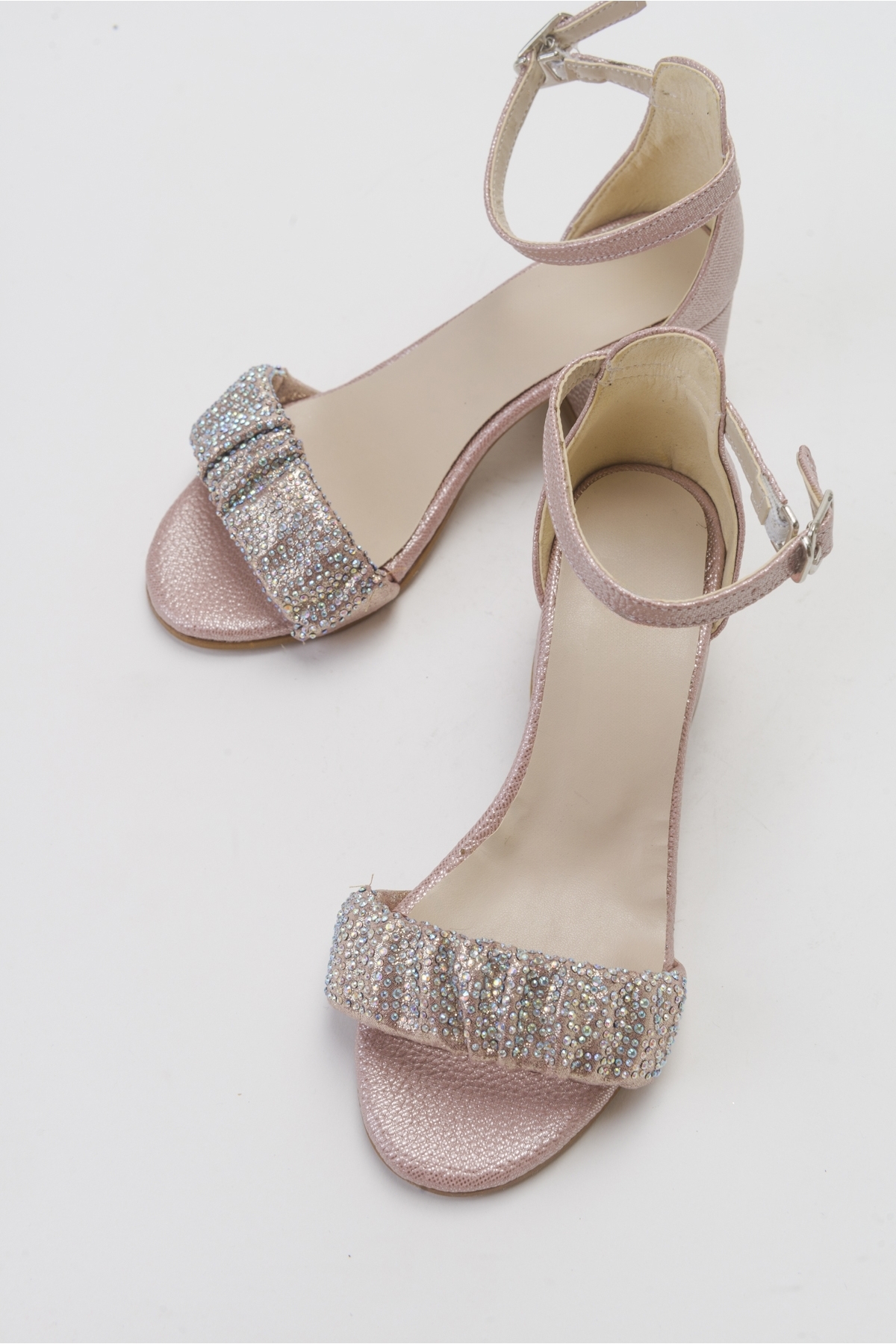 Kız Çocuk Pudra Tasarım Topuklu Abiye Ayakkabı - Görsel 4