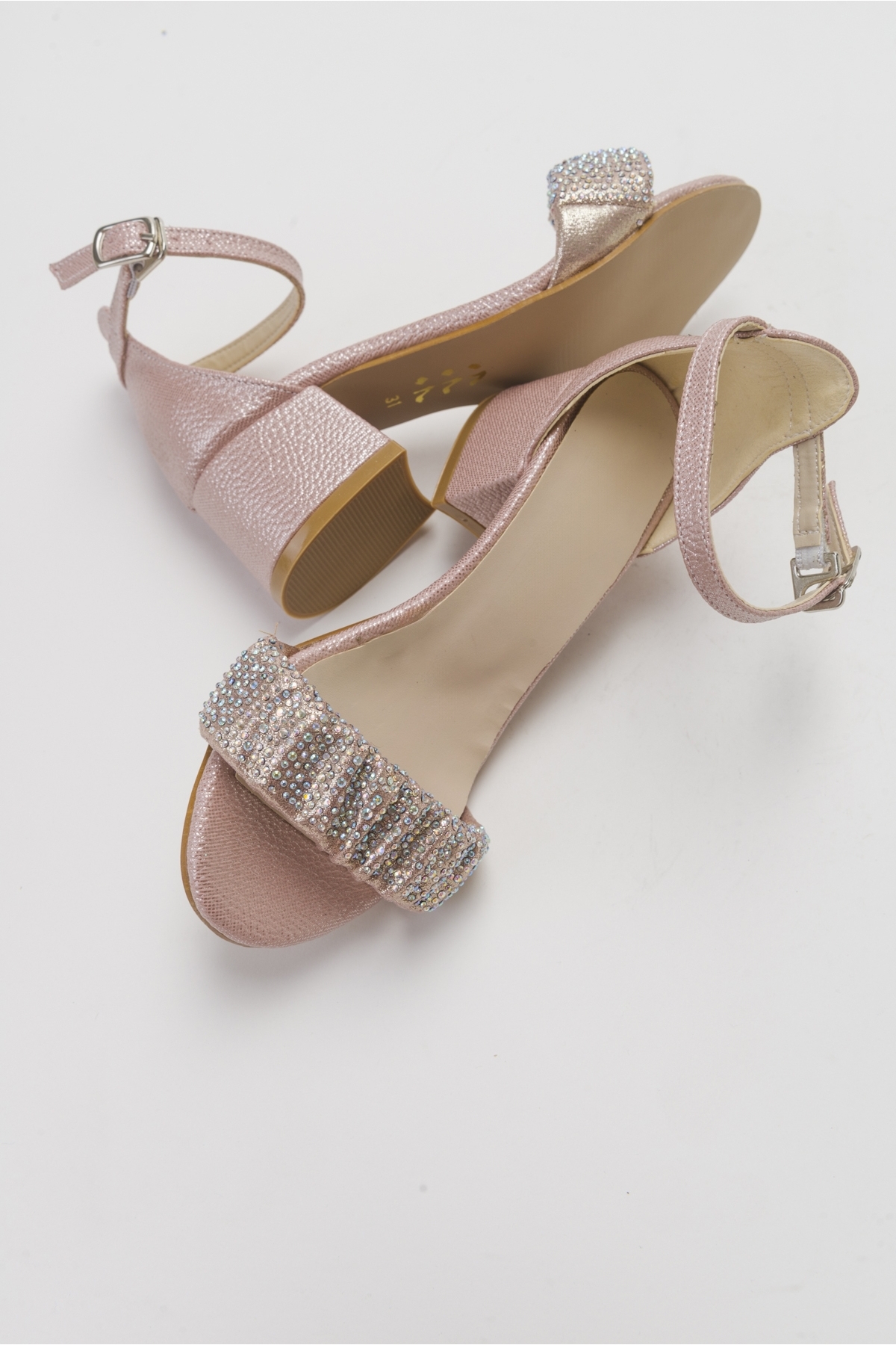 Kız Çocuk Pudra Tasarım Topuklu Abiye Ayakkabı - Görsel 5