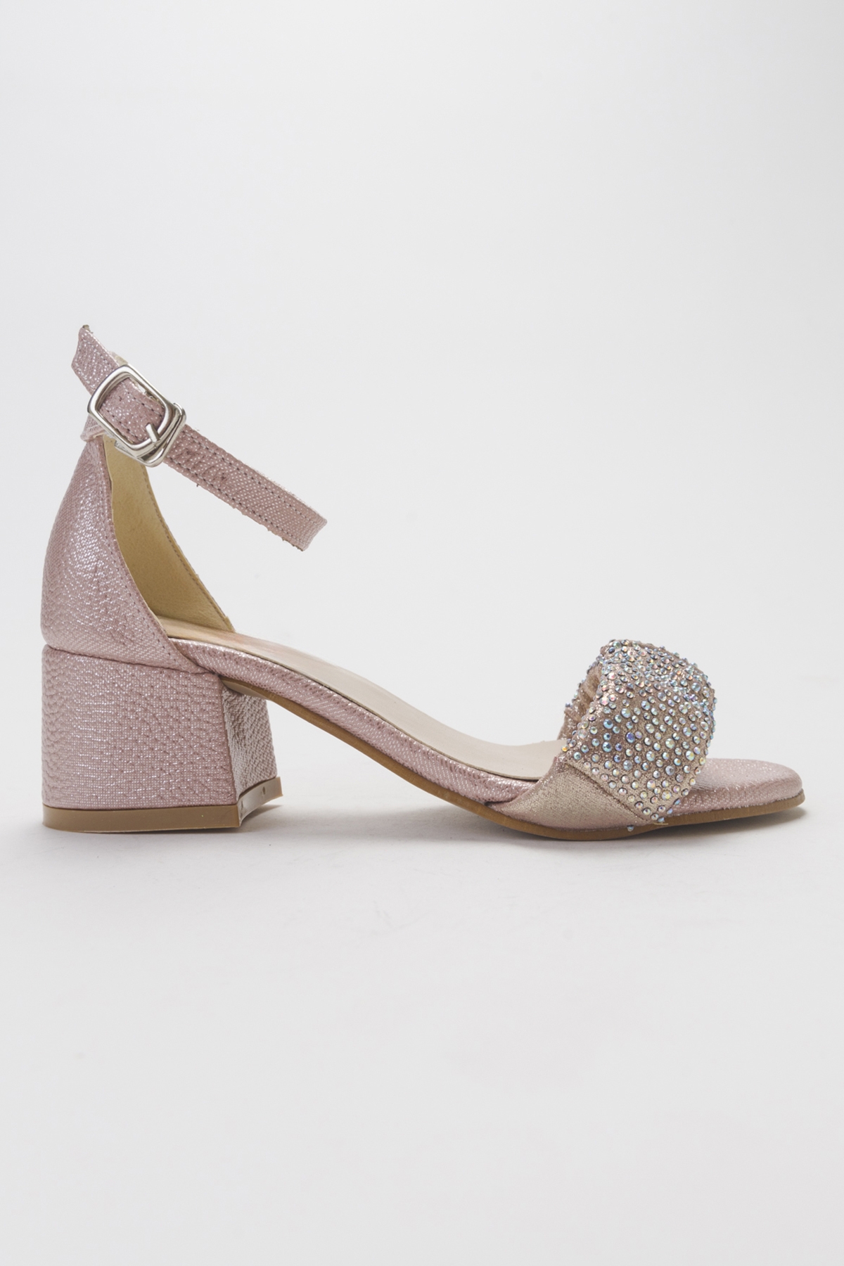 Kız Çocuk Pudra Tasarım Topuklu Abiye Ayakkabı - Görsel 6