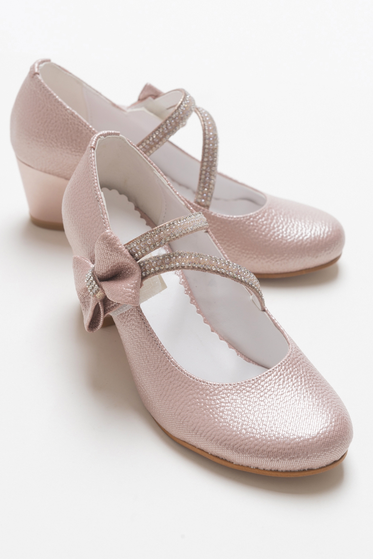 Kız Çocuk Pudra Topuklu Abiye Ayakkabı - Görsel 2