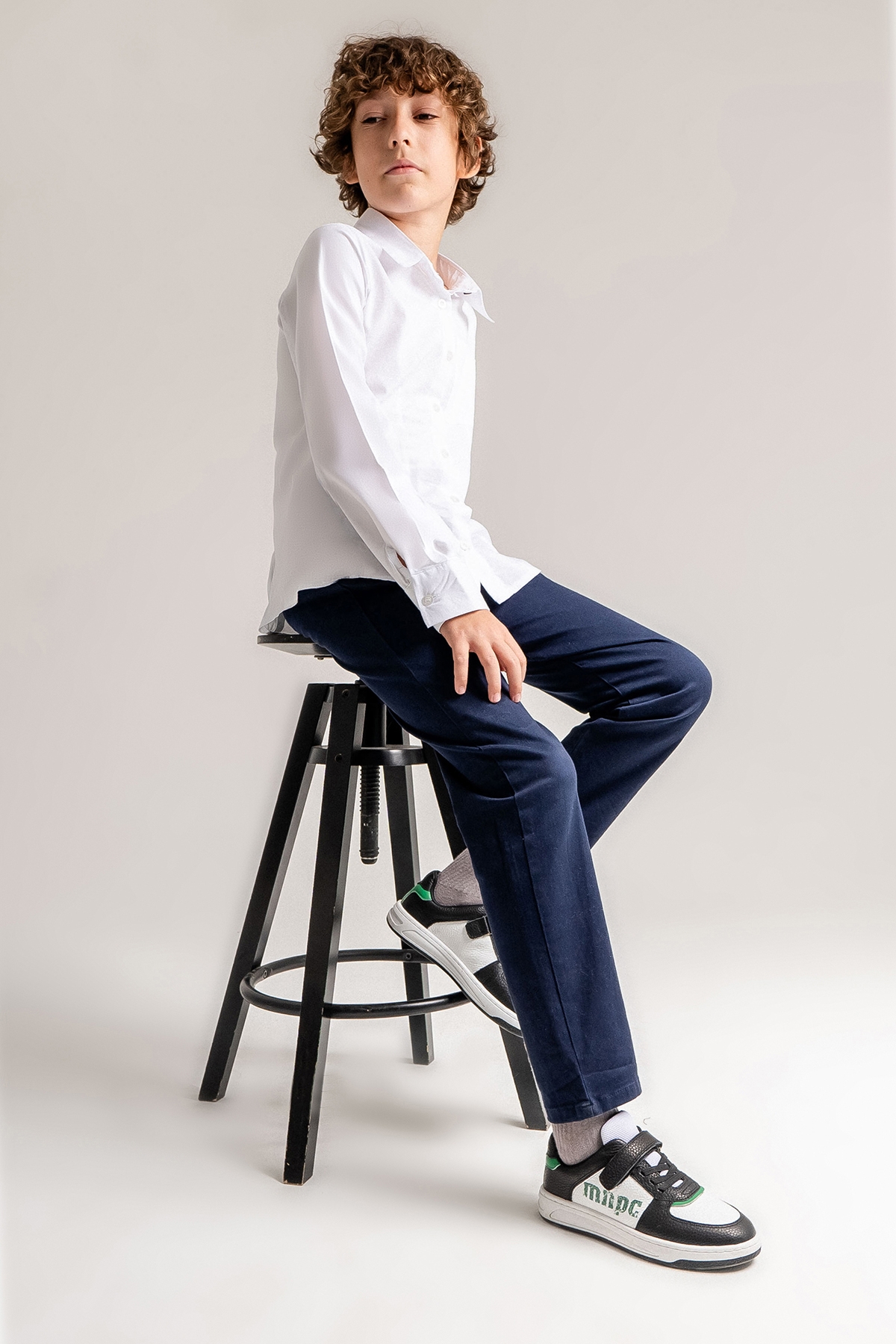 Erkek Çocuk Siyah-Beyaz Hakiki Deri Anatomik Günlük Ayakkabı - Görsel 2