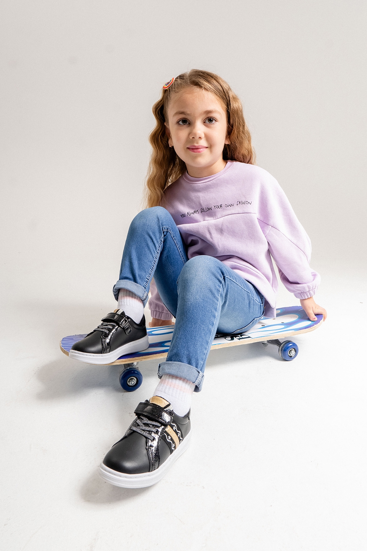 Kız Çocuk Siyah Hakiki Deri Anatomik Günlük Ayakkabı - Görsel 2