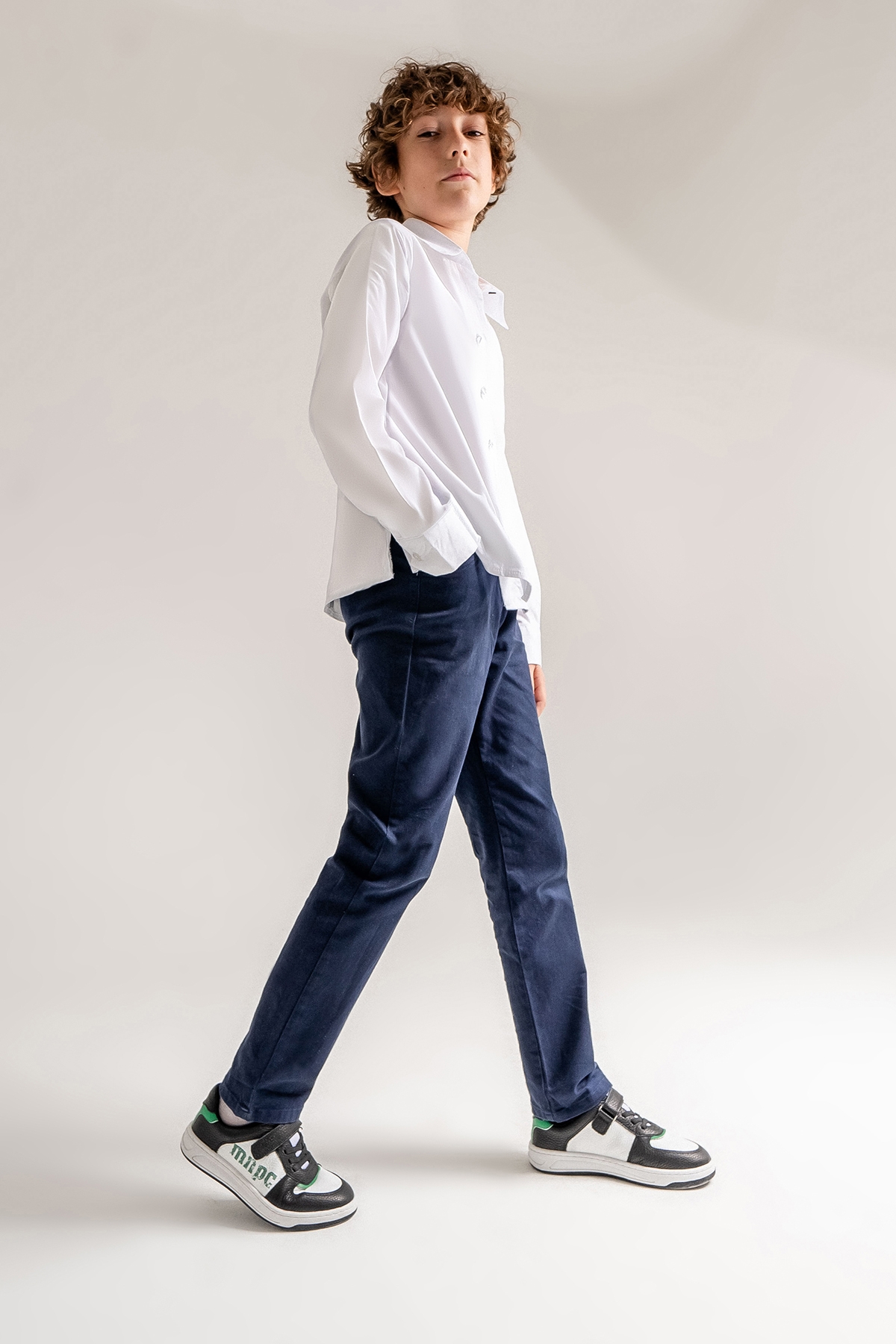 Erkek Çocuk Siyah-Beyaz Hakiki Deri Anatomik Günlük Ayakkabı - Görsel 3