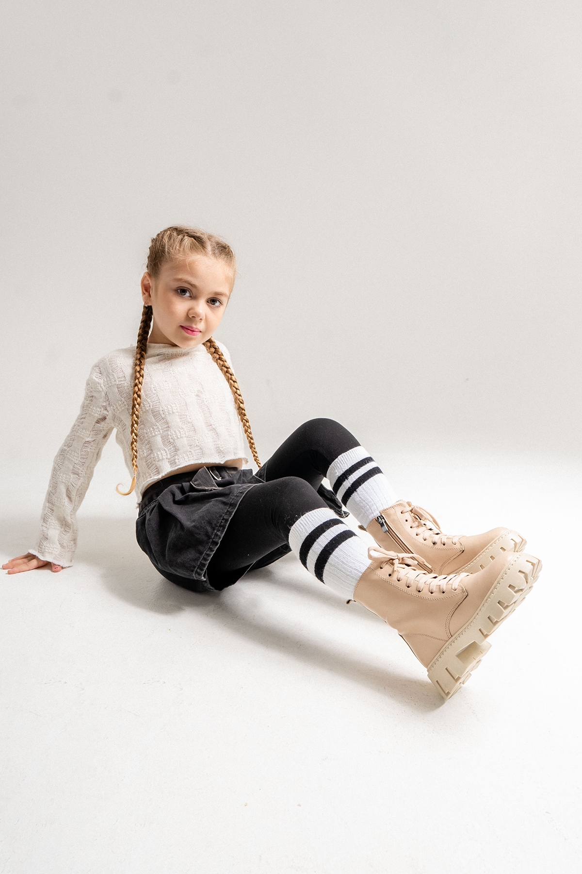 Kız Çocuk Bej Hakiki Deri Anatomik Postal - Görsel 4