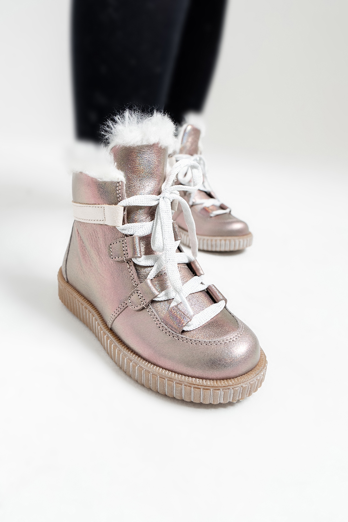 Kız Çocuk Vizon Simli Hakiki Deri Anatomik Günlük Bot - Görsel 6