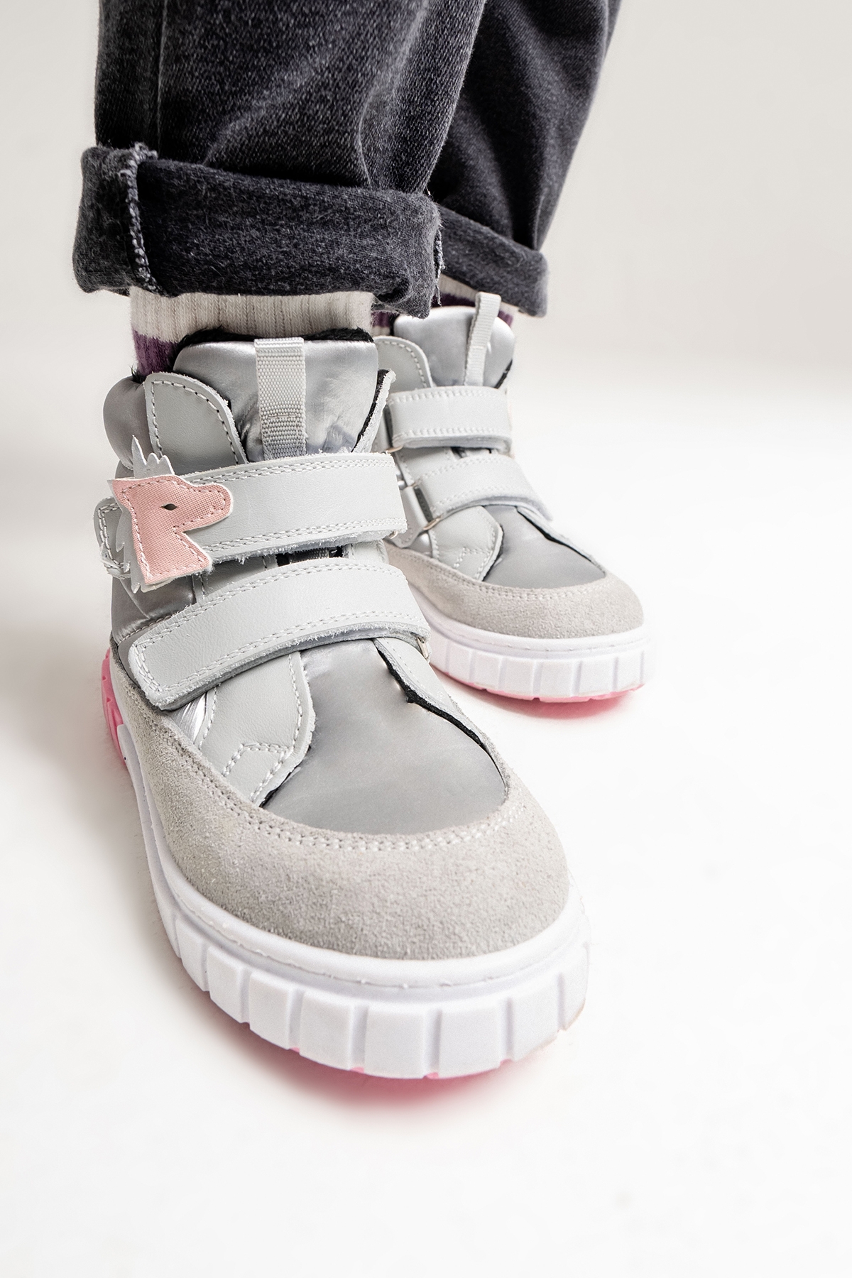 Kız Çocuk Gri Hakiki Deri Anatomik Günlük Bot - Görsel 5