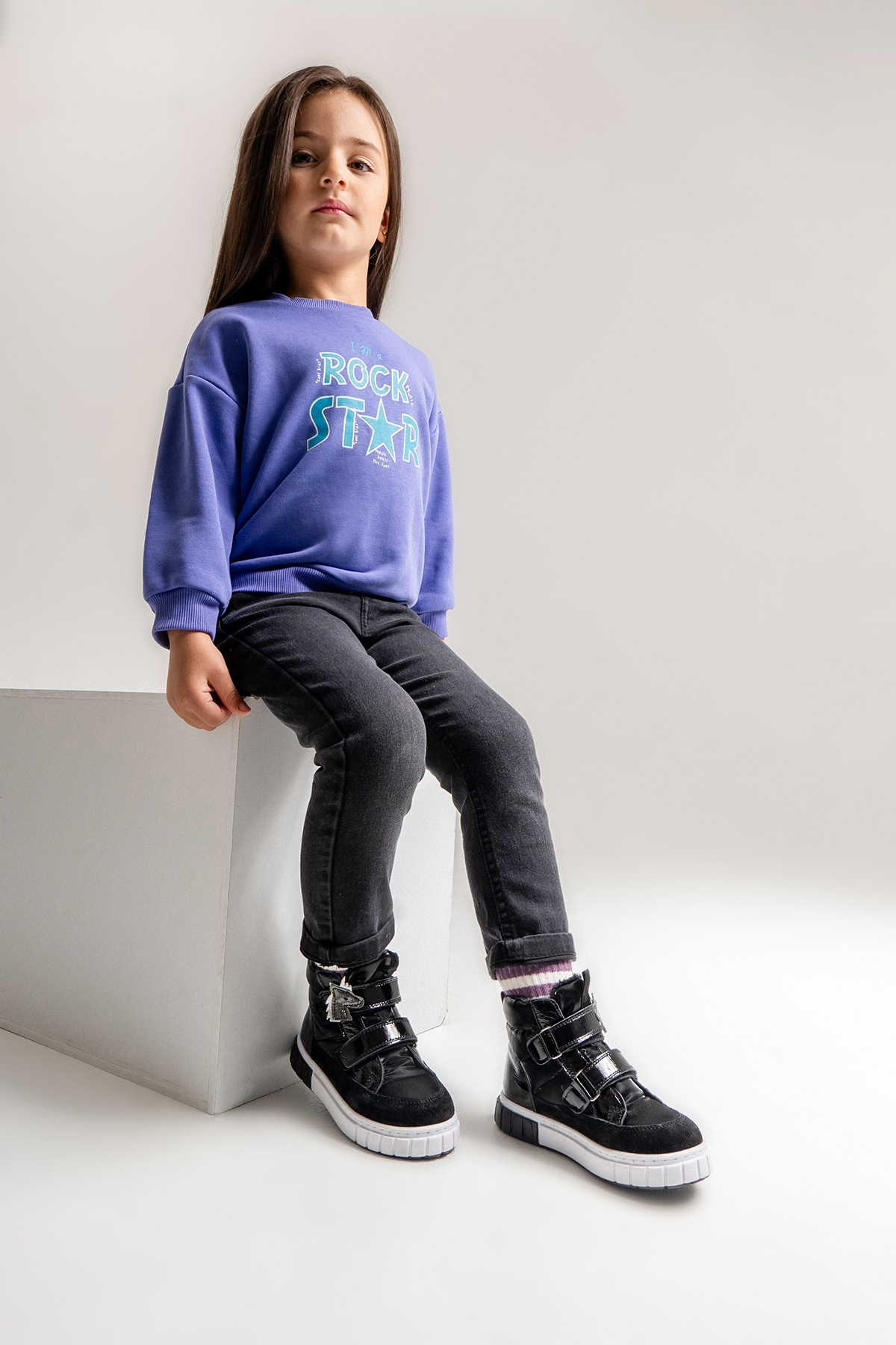 Kız Çocuk Siyah Hakiki Deri Anatomik Günlük Bot - Görsel 3