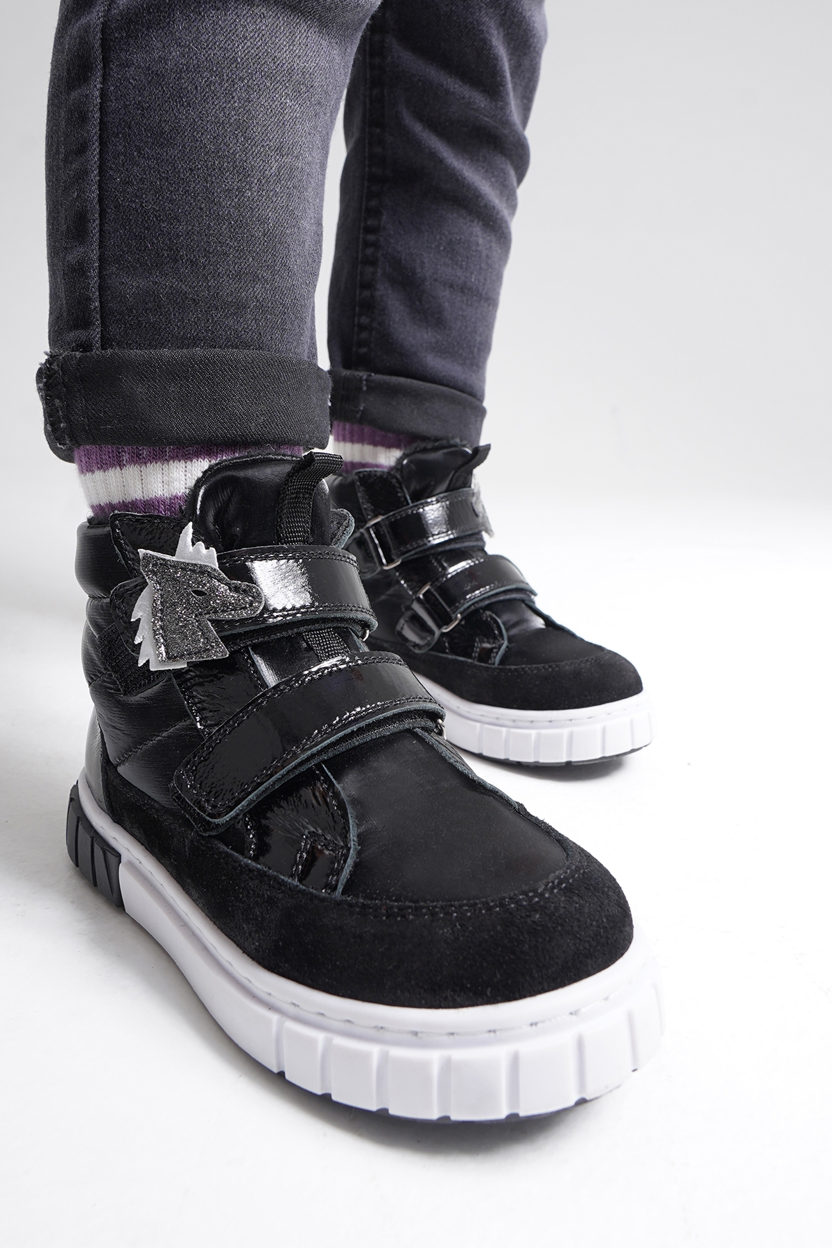 Kız Çocuk Siyah Hakiki Deri Anatomik Günlük Bot - Görsel 6