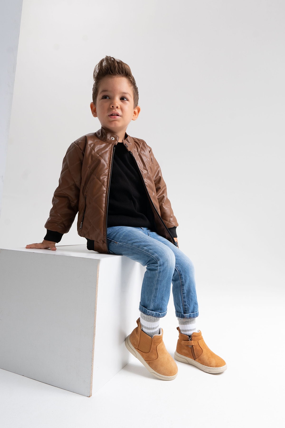 Erkek Çocuk Kum Hakiki Deri Anatomik Günlük Bot - Görsel 2