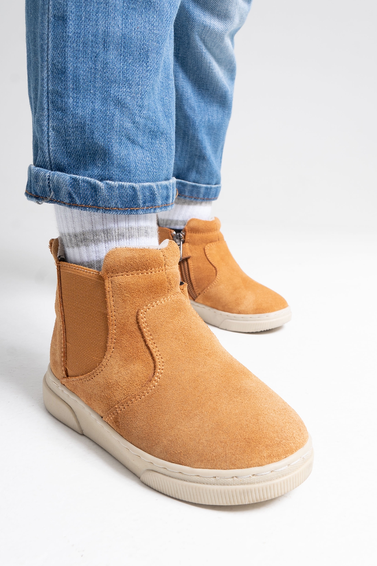 Erkek Çocuk Kum Hakiki Deri Anatomik Günlük Bot - Görsel 4