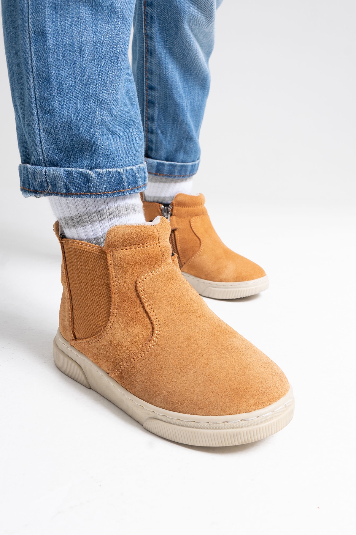 Erkek Çocuk Kum Hakiki Deri Anatomik Günlük Bot - Görsel 5