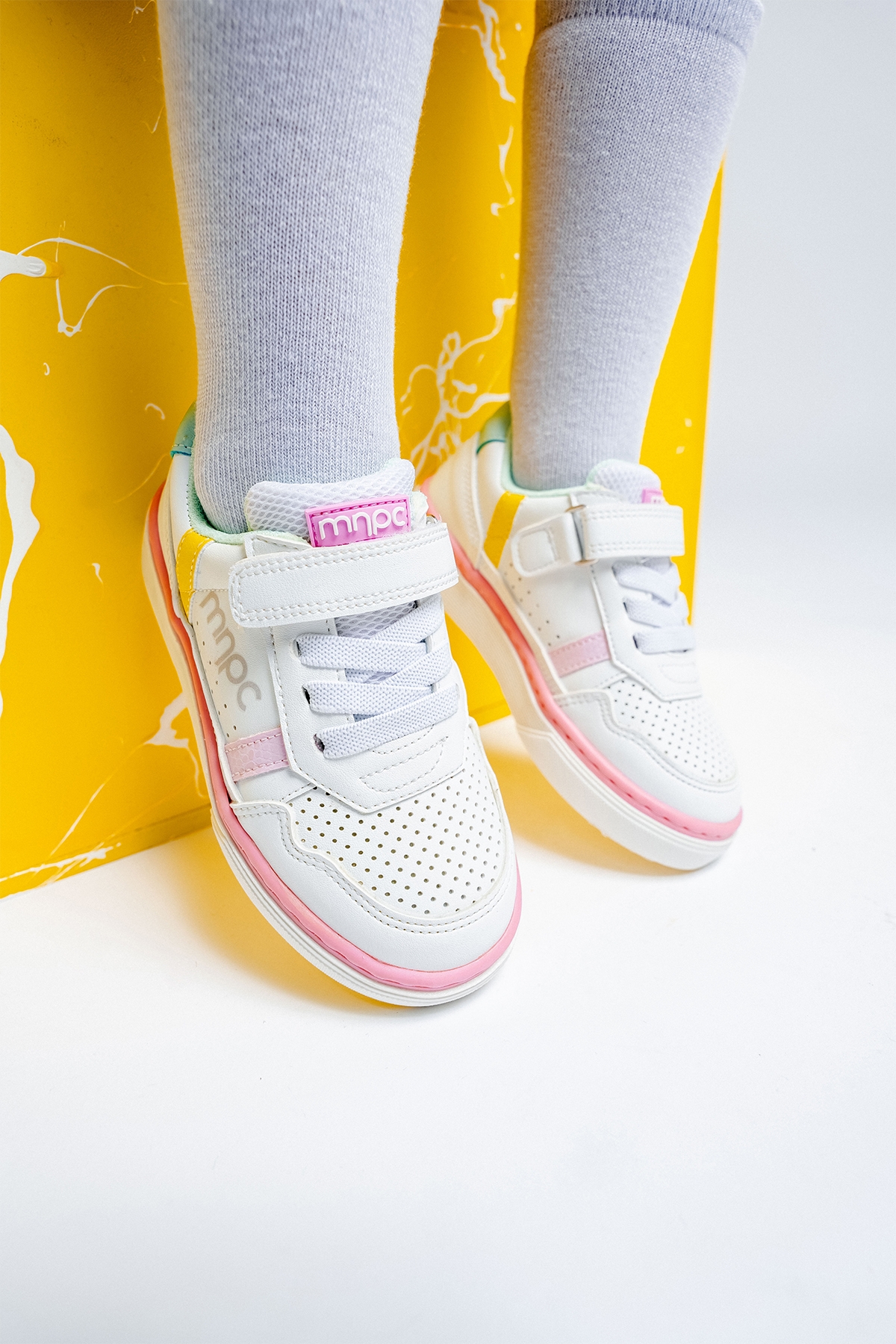 Kız Çocuk Beyaz-Sarı Sneaker Ayakkabı - Görsel 6