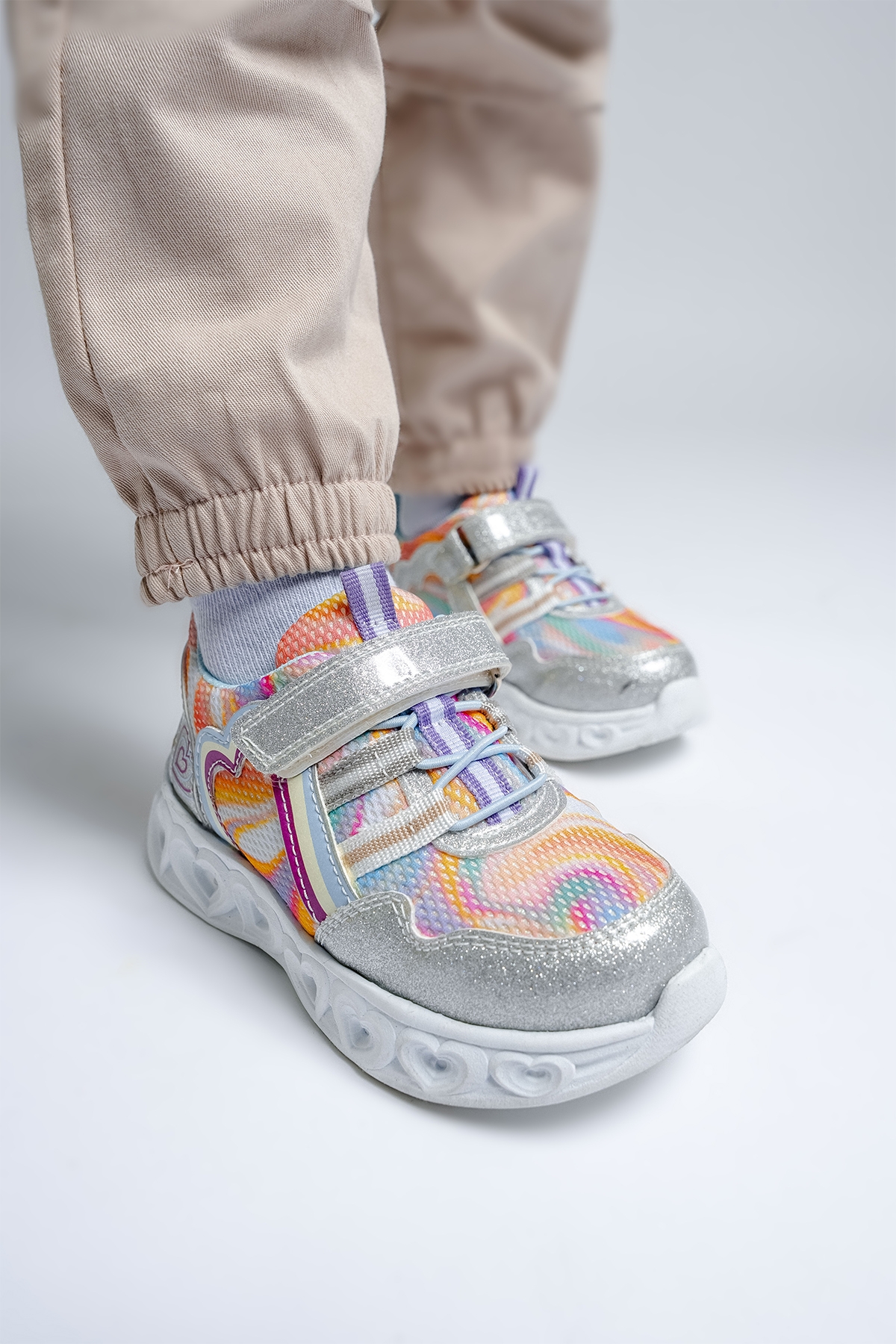 Kız Çocuk Gümüş Işıklı Spor Ayakkabı - Görsel 5