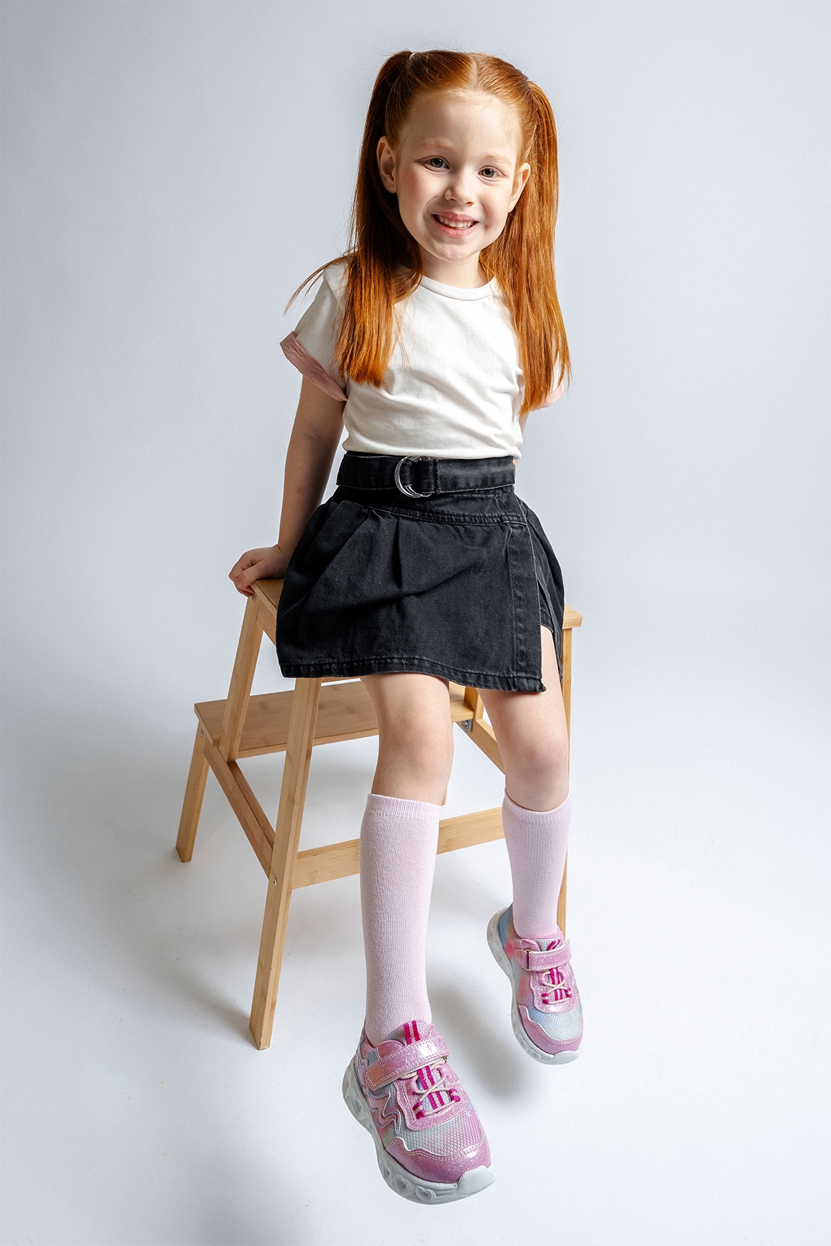 Kız Çocuk Pudra Işıklı Spor Ayakkabı - Görsel 6