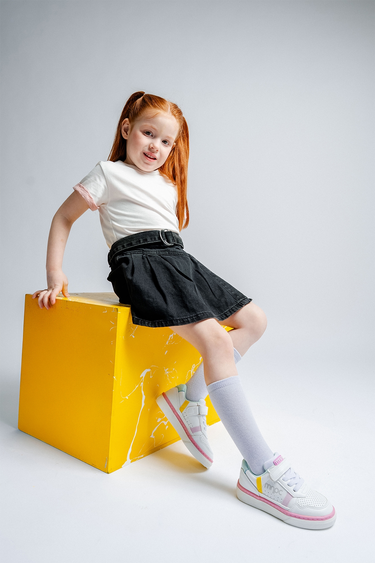 Kız Çocuk Beyaz-Sarı Sneaker Ayakkabı - Görsel 4