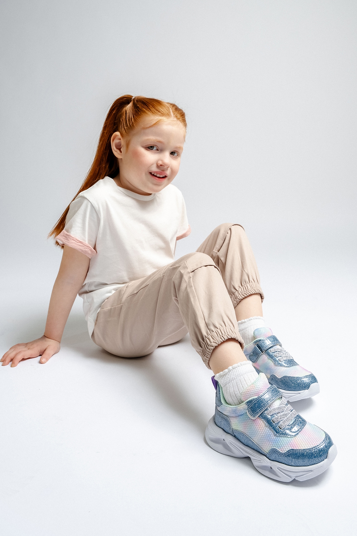 Kız Çocuk Mavi Işıklı Spor Ayakkabı - Görsel 4