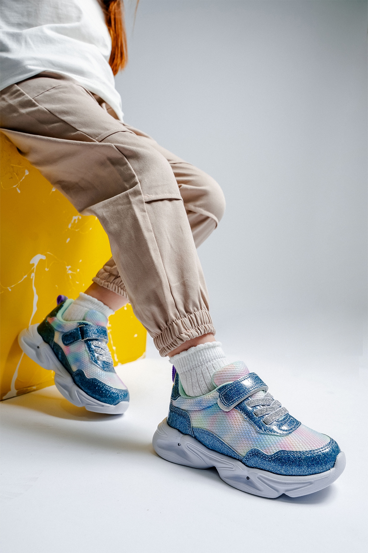 Kız Çocuk Mavi Işıklı Spor Ayakkabı - Görsel 5