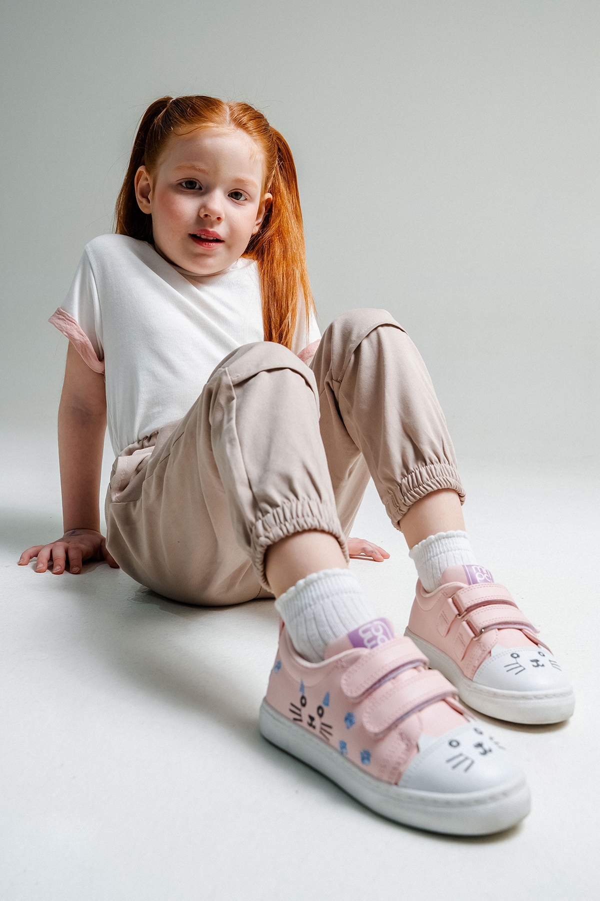 Kız Çocuk Pudra Kedili Sneaker Ayakkabı - Görsel 3