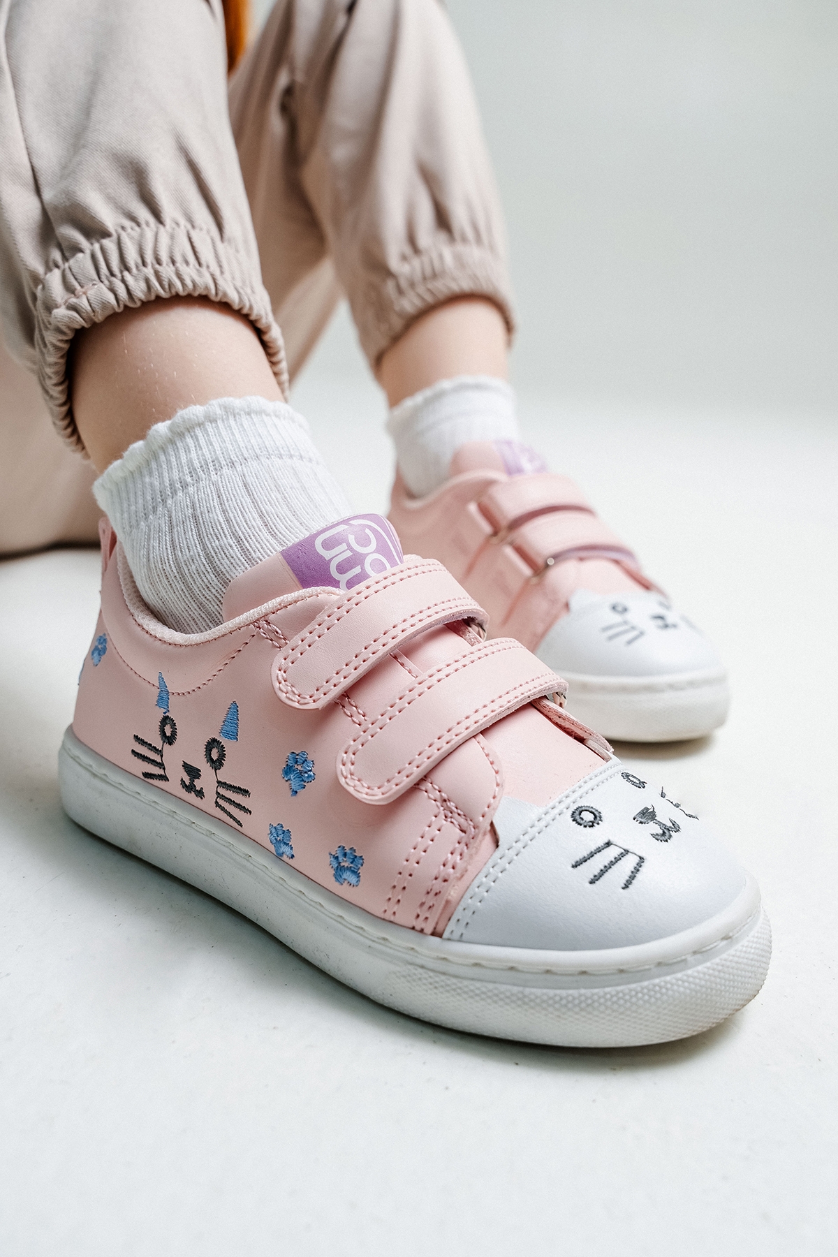 Kız Çocuk Pudra Kedili Sneaker Ayakkabı - Görsel 4