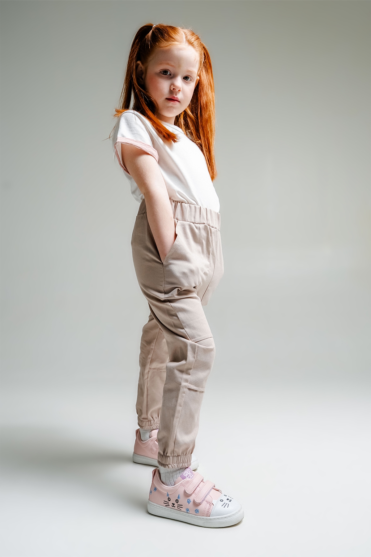 Kız Çocuk Pudra Kedili Sneaker Ayakkabı - Görsel 6