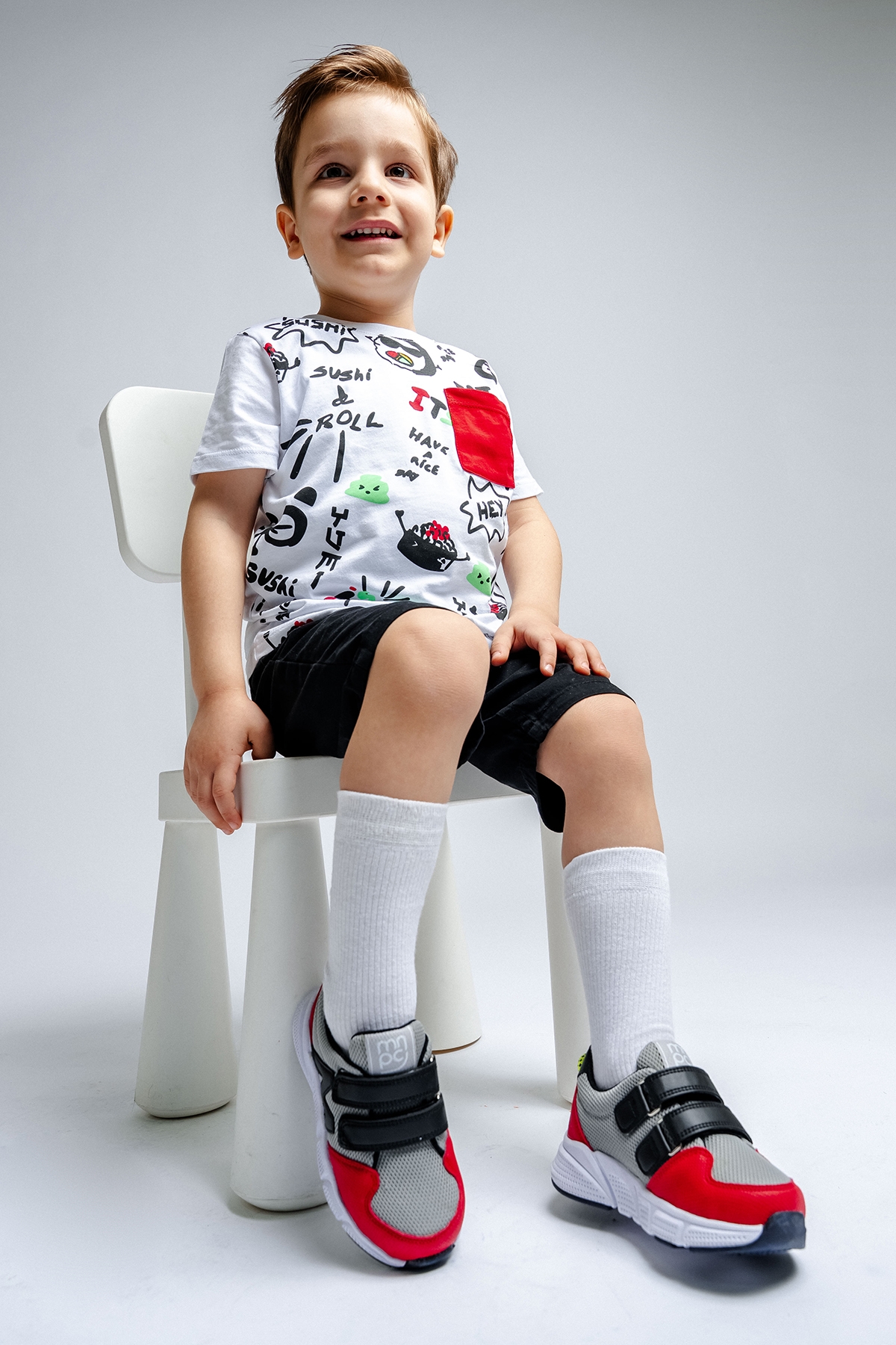 Erkek Çocuk Kırmızı-Gri Spor Ayakkabı - Görsel 3