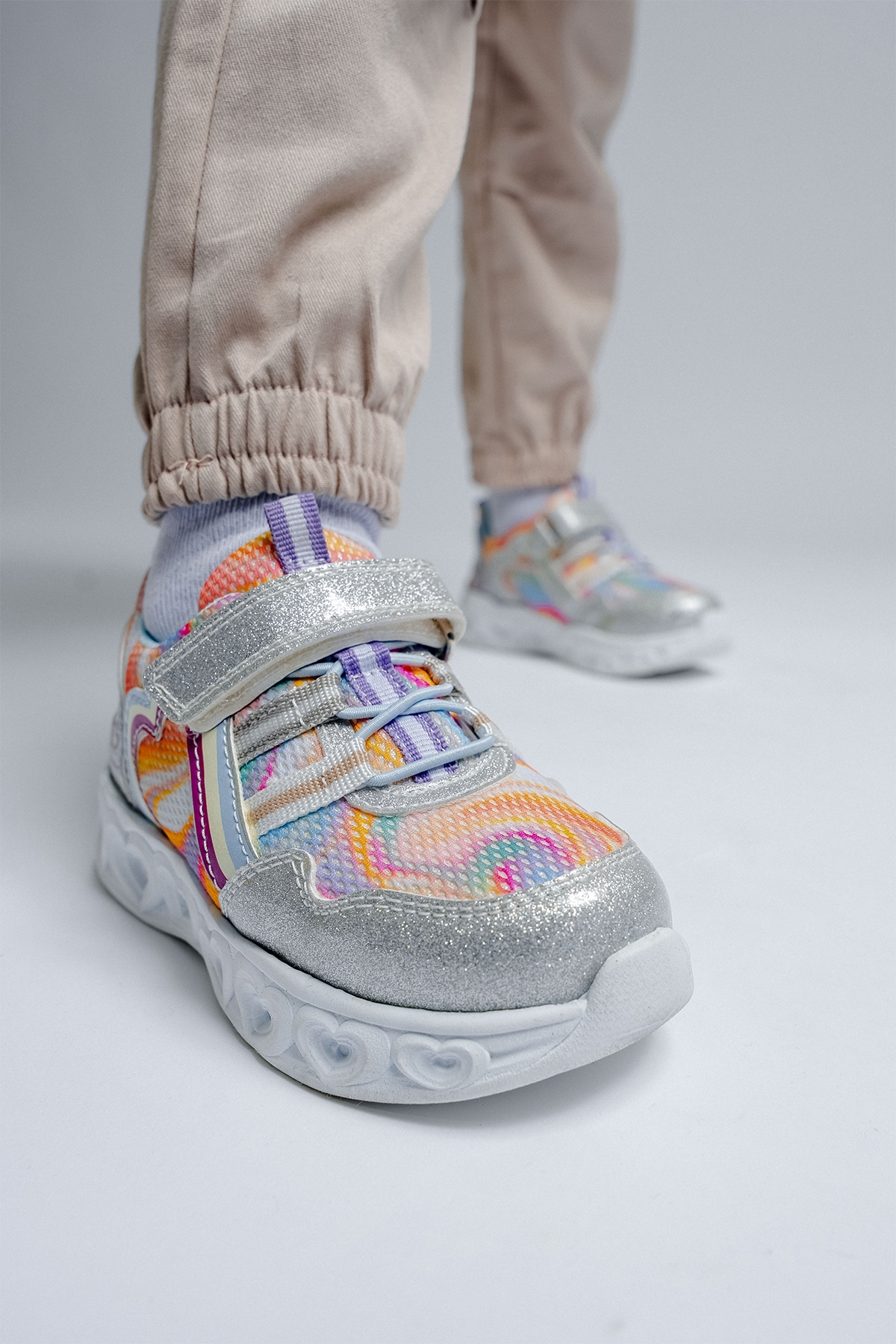 Kız Çocuk Gümüş Işıklı Spor Ayakkabı - Görsel 6