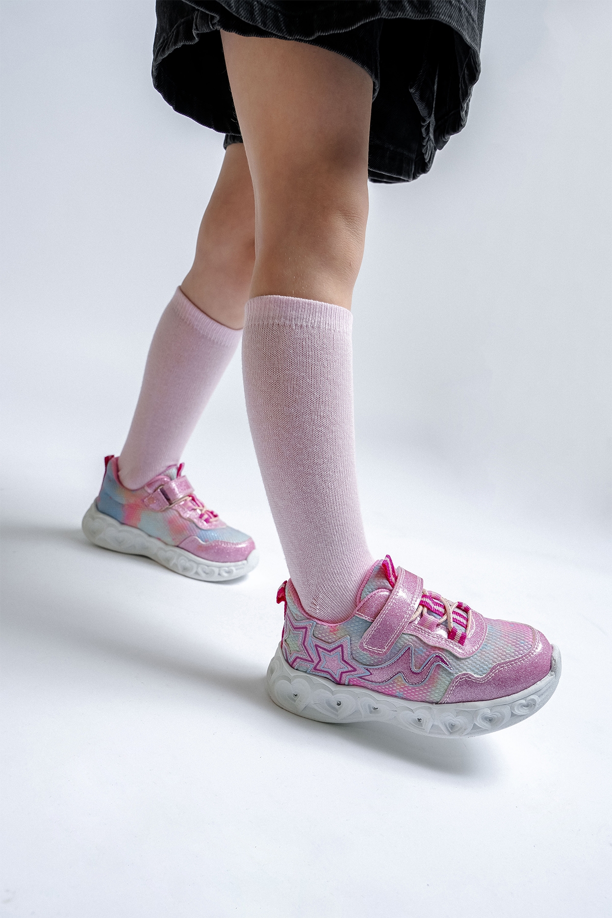 Kız Çocuk Pudra Işıklı Spor Ayakkabı - Görsel 5