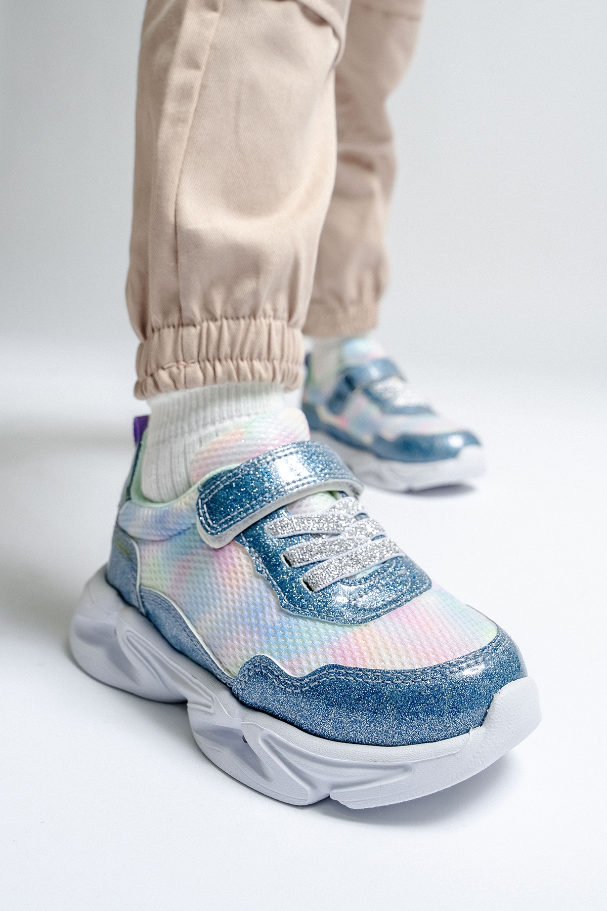 Kız Çocuk Mavi Işıklı Spor Ayakkabı - Görsel 6
