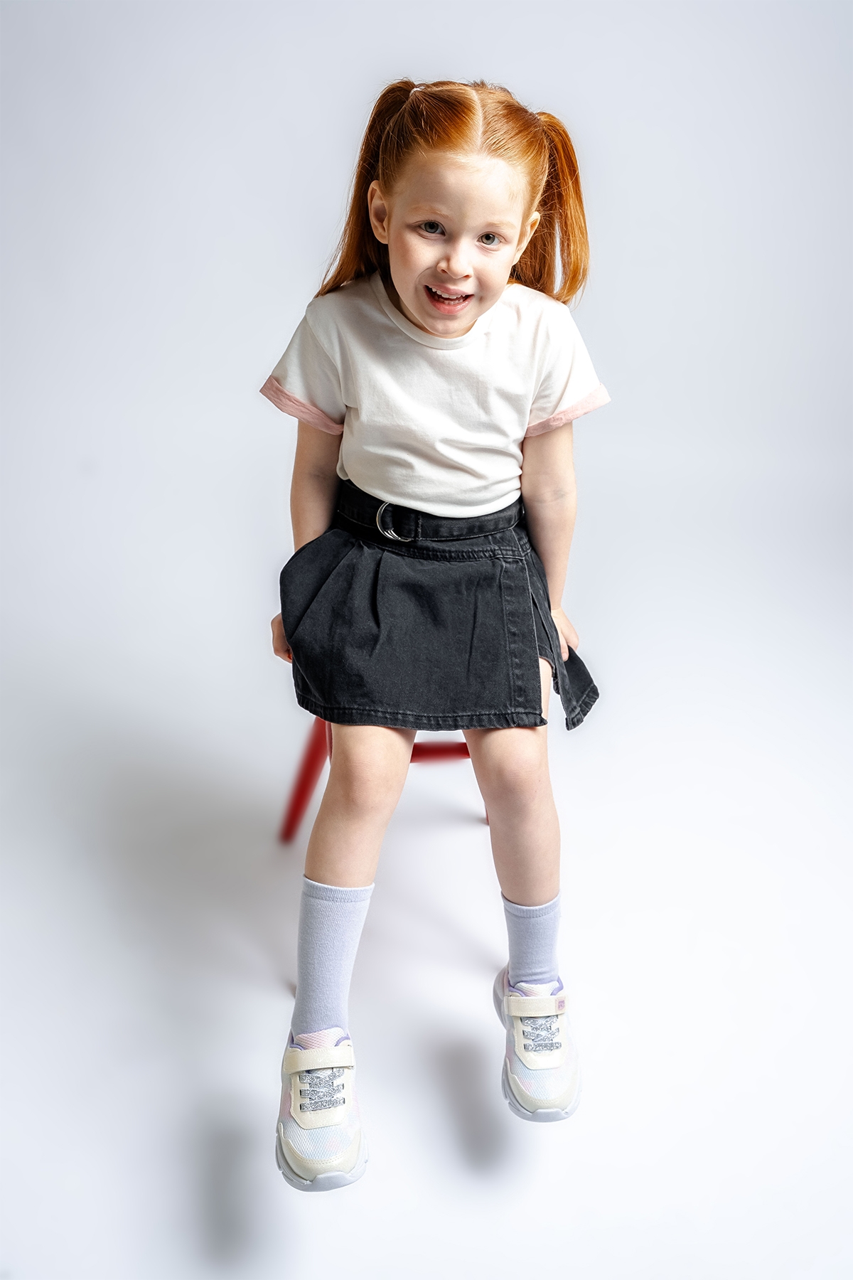 Kız Çocuk Beyaz Işıklı Spor Ayakkabı - Görsel 4