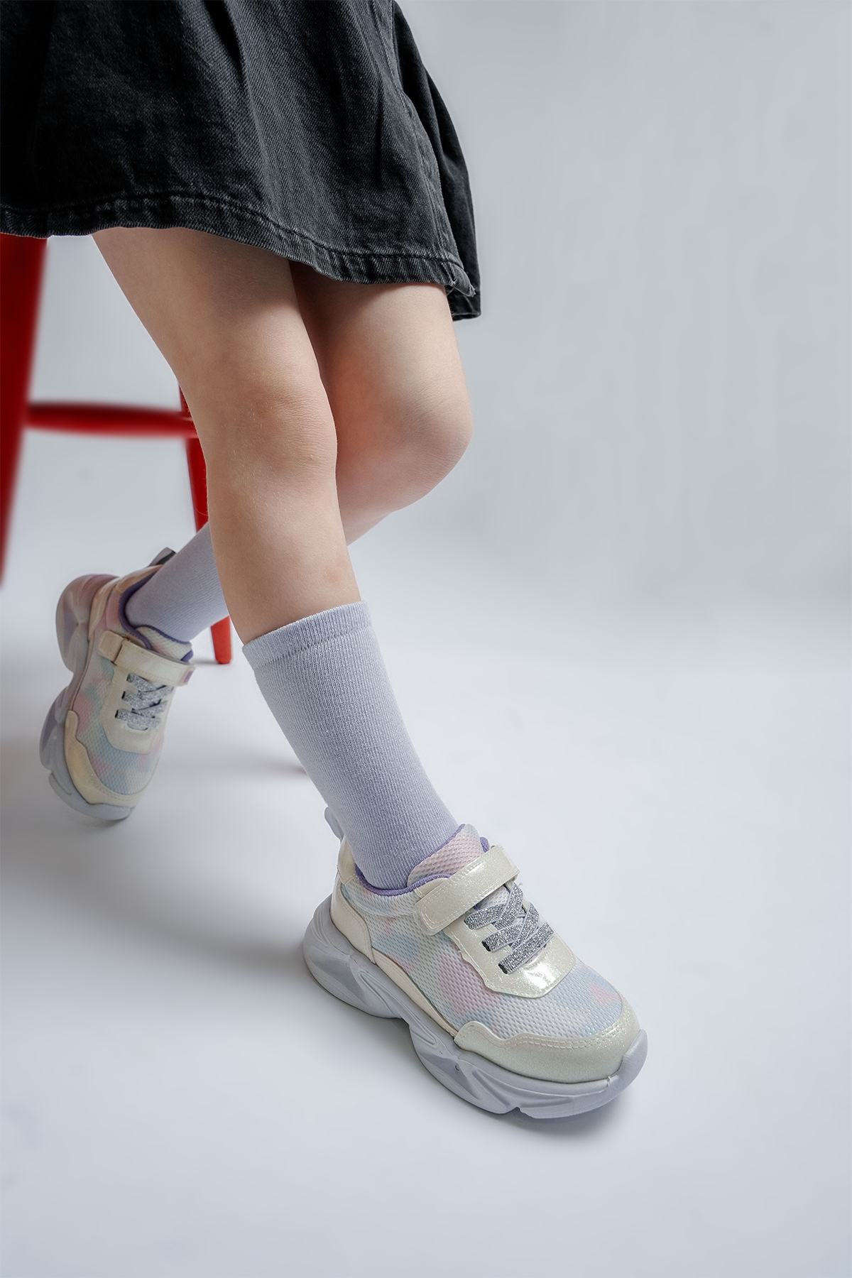 Kız Çocuk Beyaz Işıklı Spor Ayakkabı - Görsel 6