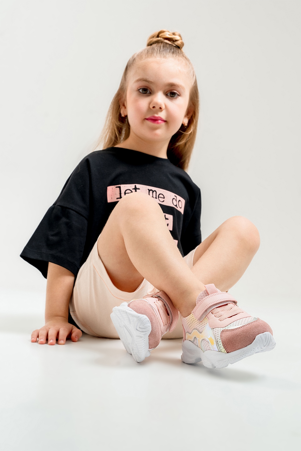 Kız Çocuk Pudra Hakiki Deri Spor Ayakkabı - Görsel 2