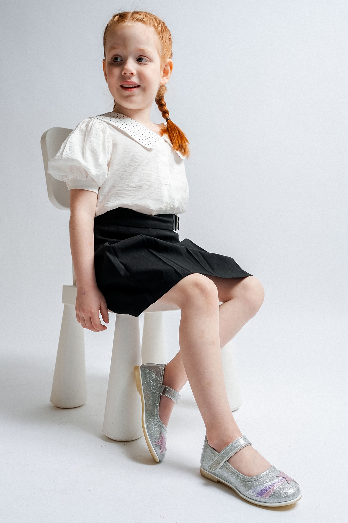 Kız Çocuk Gümüş Yıldızlı Günlük Babet - Görsel 2