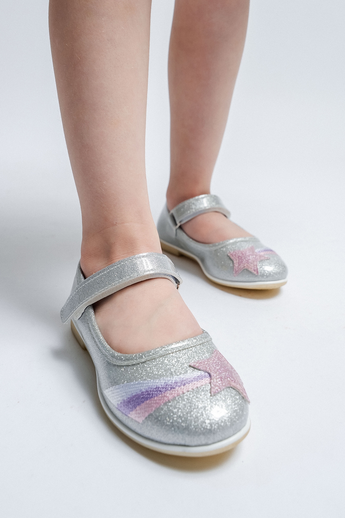 Kız Çocuk Gümüş Yıldızlı Günlük Babet - Görsel 5