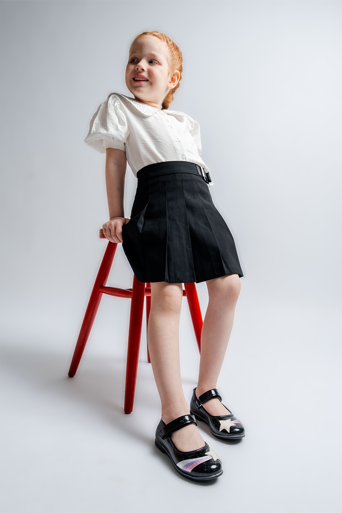 Kız Çocuk Siyah Yıldızlı Günlük Babet - Görsel 3