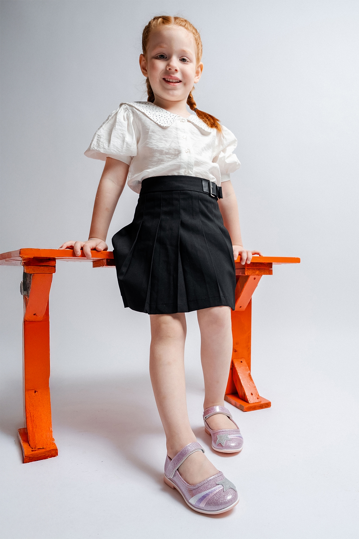 Kız Çocuk Pudra Yıldızlı Günlük Babet - Görsel 3