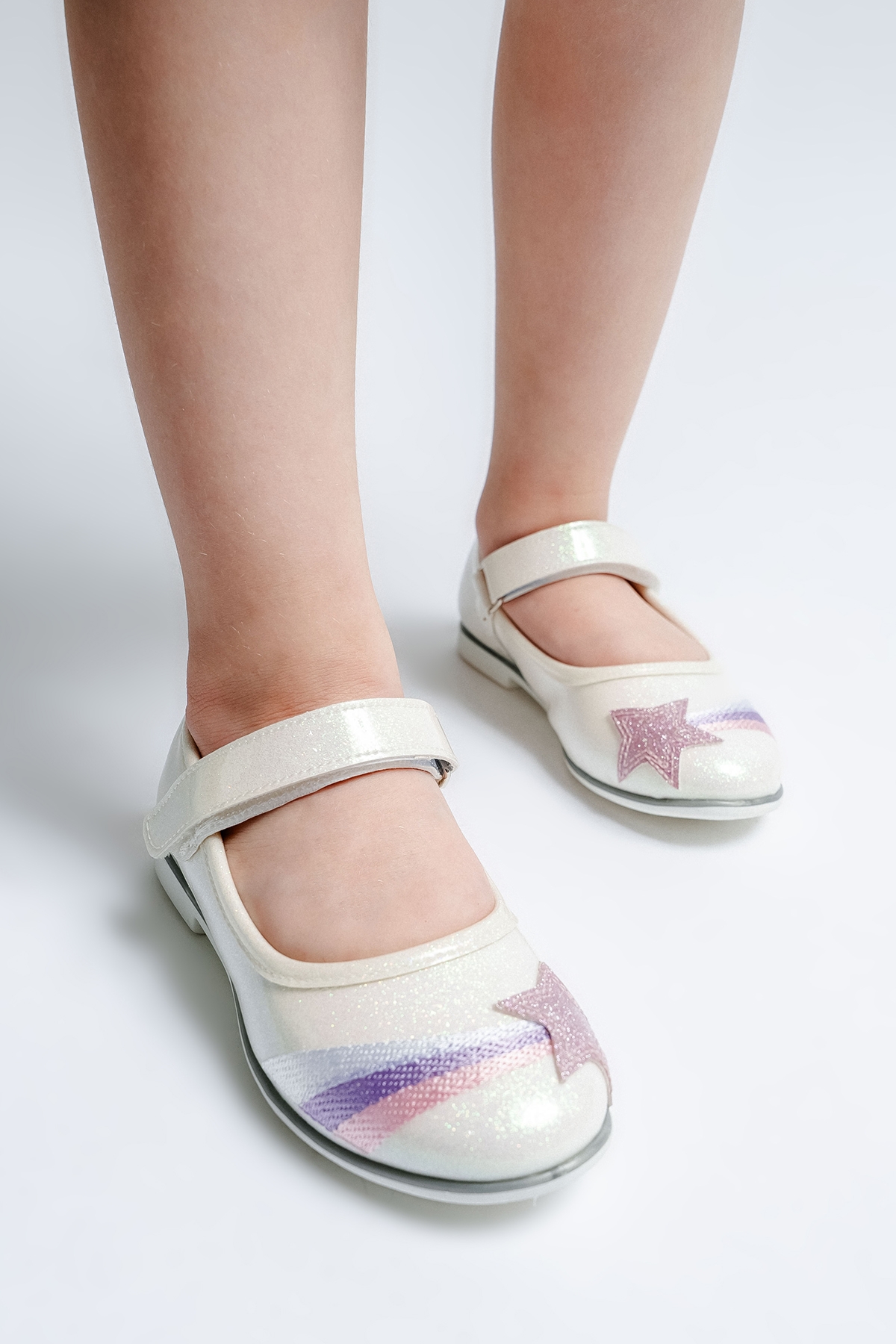 Kız Çocuk Beyaz Yıldızlı Günlük Babet - Görsel 5