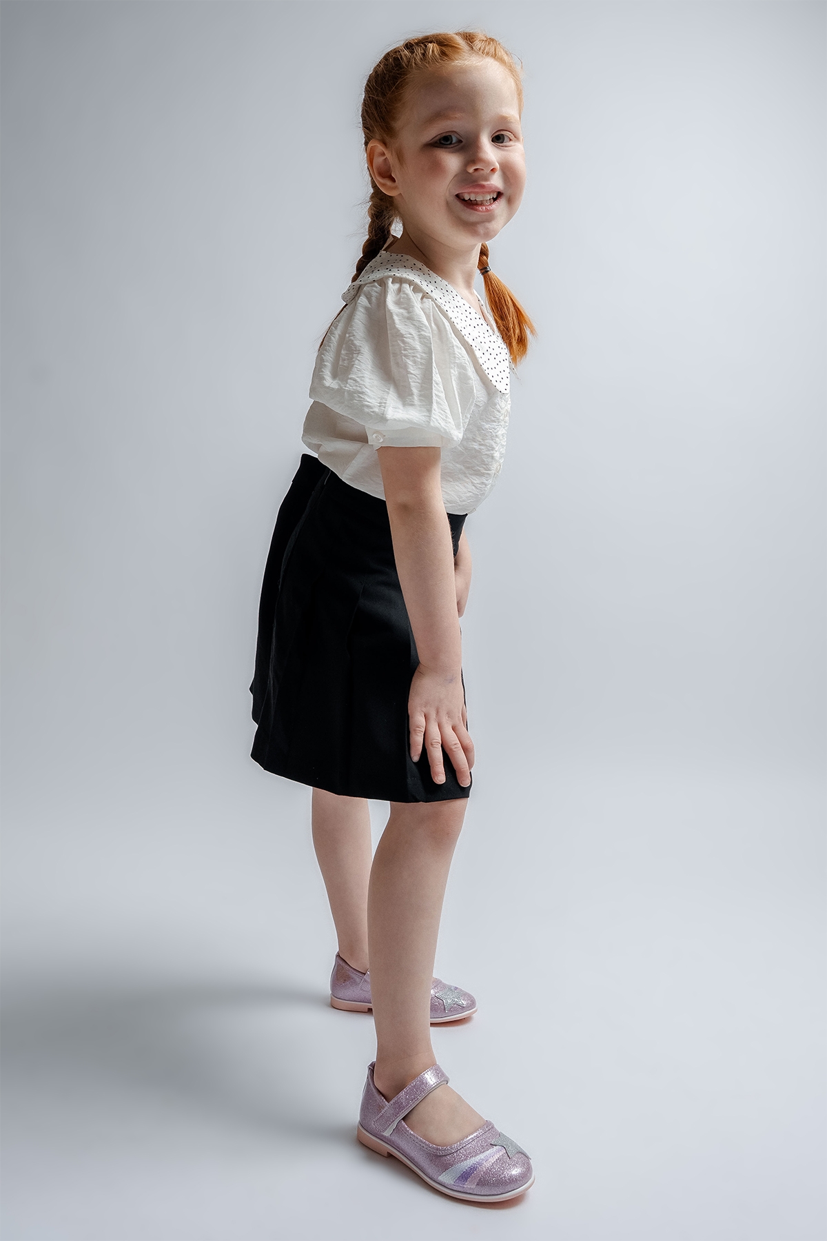 Kız Çocuk Pudra Yıldızlı Günlük Babet - Görsel 4