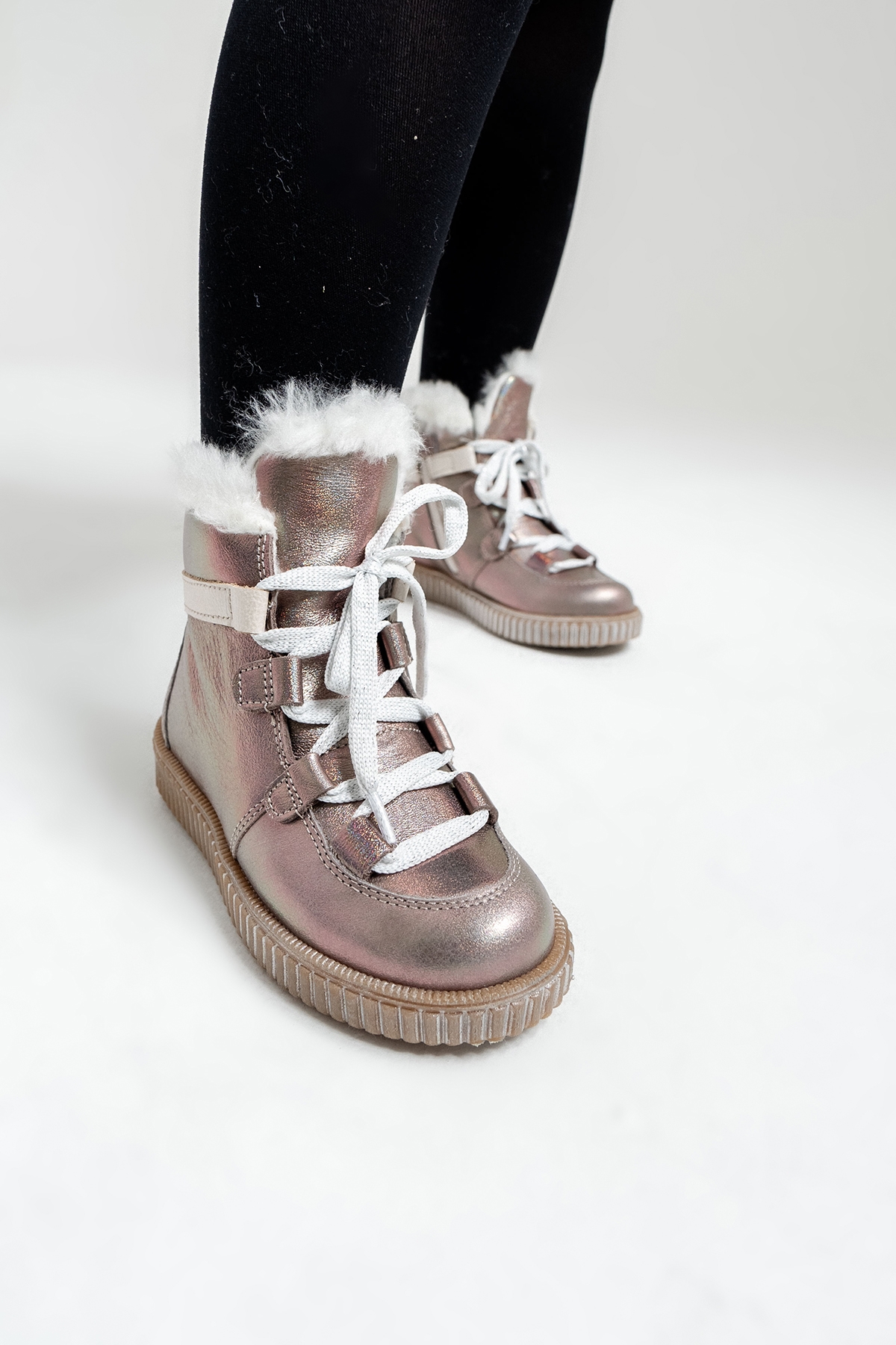 Kız Çocuk Vizon Simli Hakiki Deri Anatomik Günlük Bot - Görsel 5