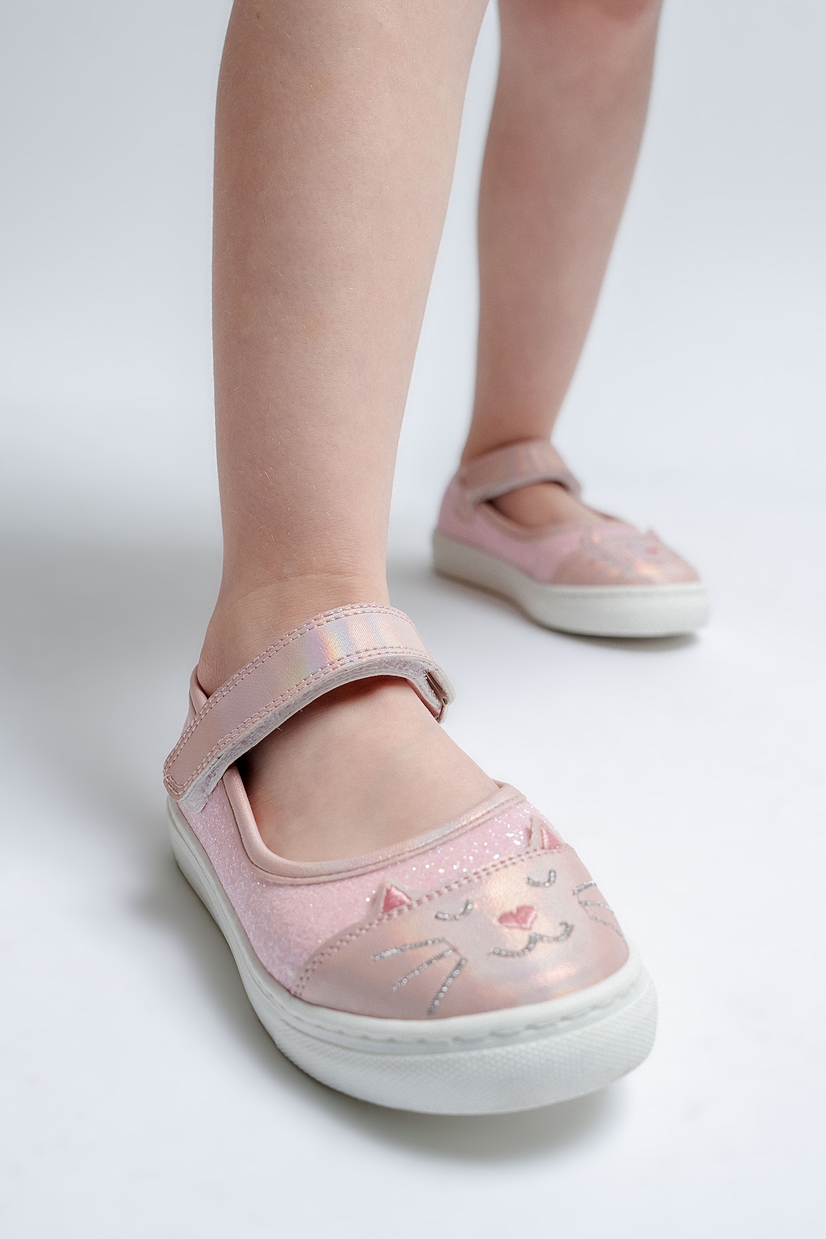 Kız Çocuk Pudra Kedili Günlük Babet - Görsel 4