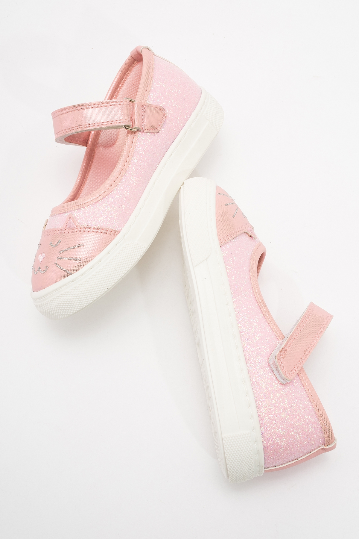 Kız Çocuk Pudra Kedili Günlük Babet - Görsel 5