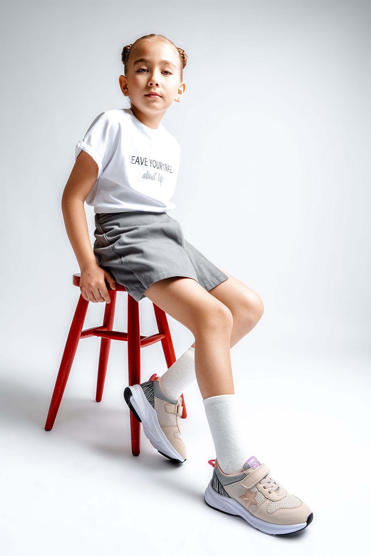 Kız Çocuk Bej Spor Ayakkabı - Görsel 2