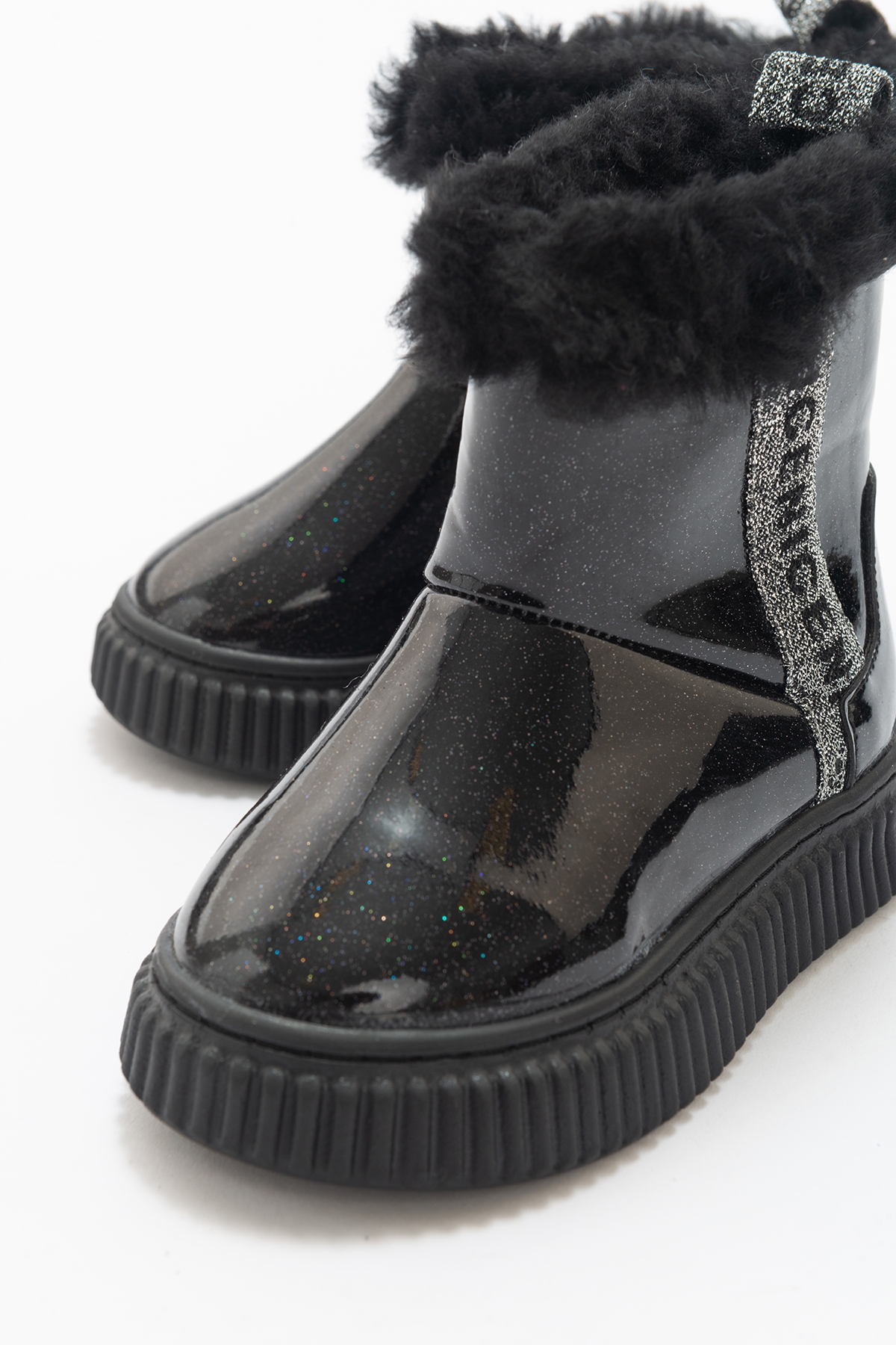 Kız Çocuk Siyah Simli Suni Deri Kürklü Anatomik Kar Botu - Görsel 3