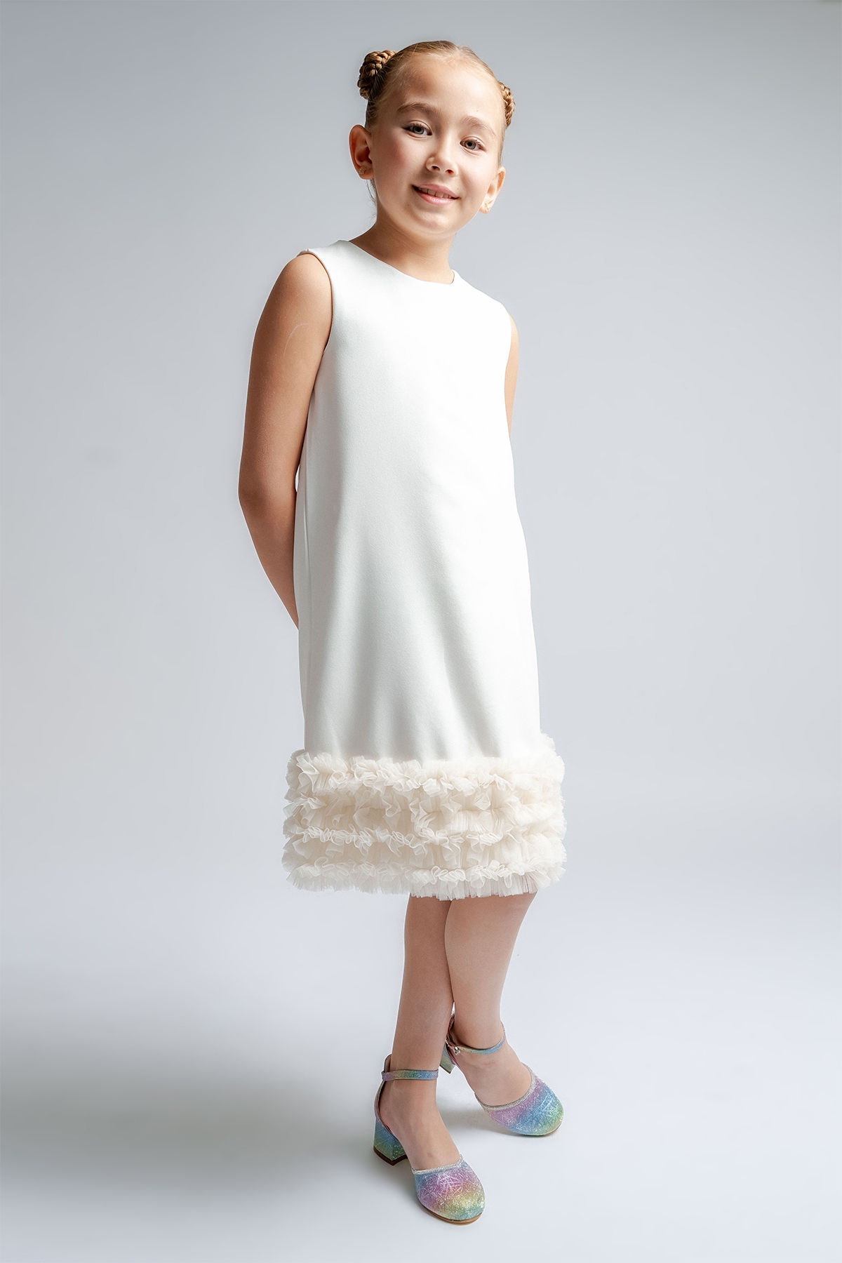 Kız Çocuk Gökkuşağı Topuklu Tasarım Abiye Ayakkabı - Görsel 2