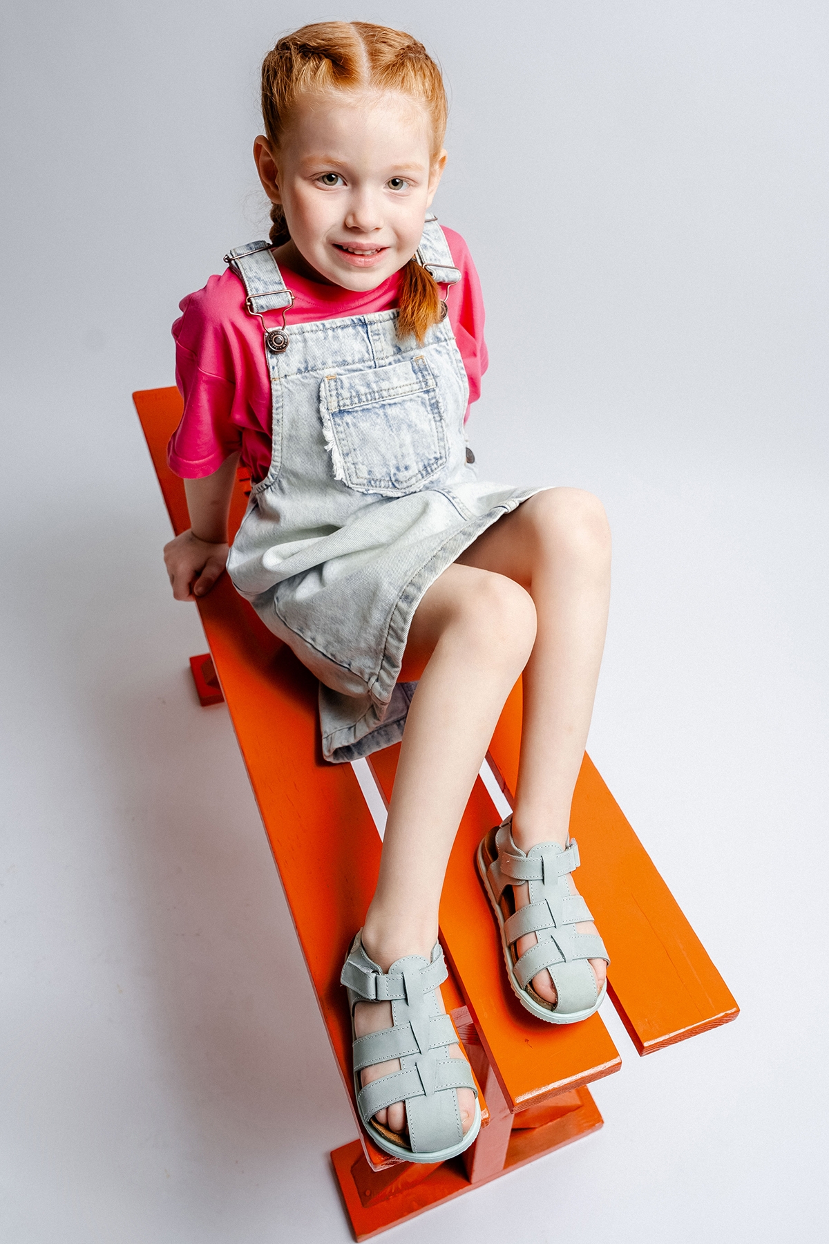 Unisex Çocuk Su Yeşili Hakiki Deri Mantar Tabanlı Günlük Çocuk Sandalet - Görsel 2