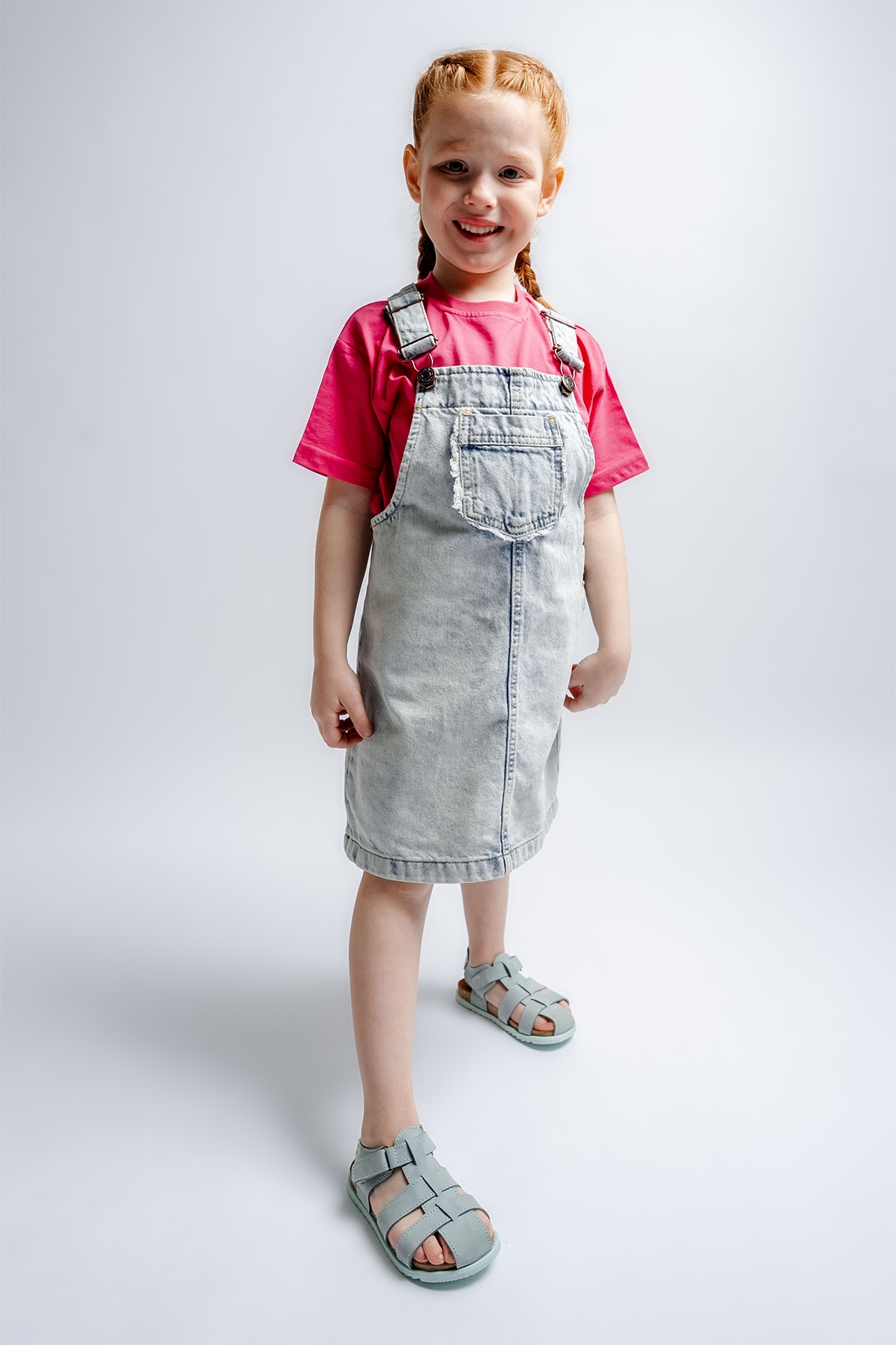 Unisex Çocuk Su Yeşili Hakiki Deri Mantar Tabanlı Günlük Çocuk Sandalet - Görsel 3