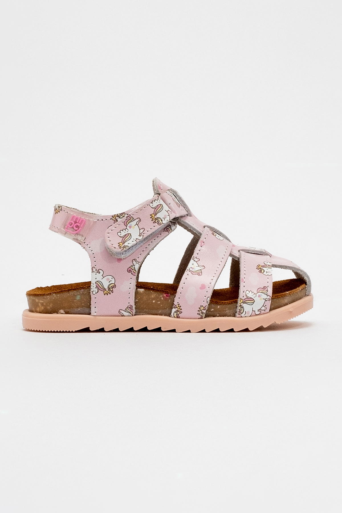 Unisex Çocuk Pudra Hakiki Deri Mantar Tabanlı Günlük Çocuk Sandalet - Görsel 6