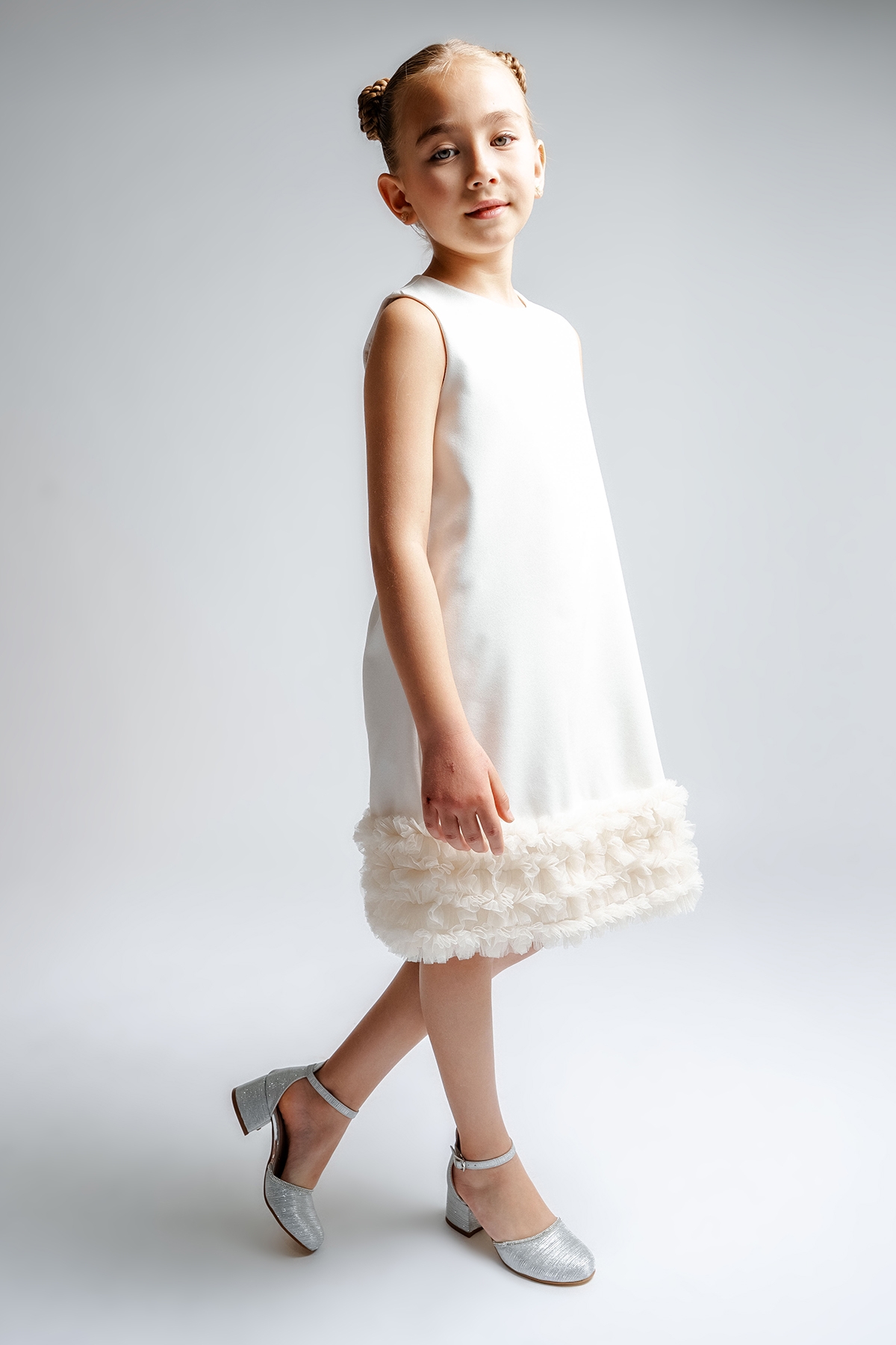 Mnpc Gri Mnpc Taşlı Kız Çocuk Gümüş Topuklu Abiye Ayakkabı